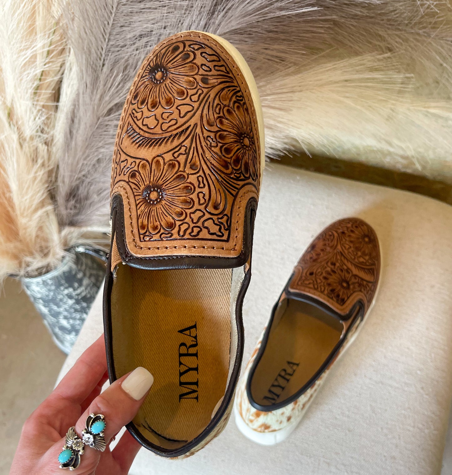 Argun Hand-Tooled Myra Sneakers