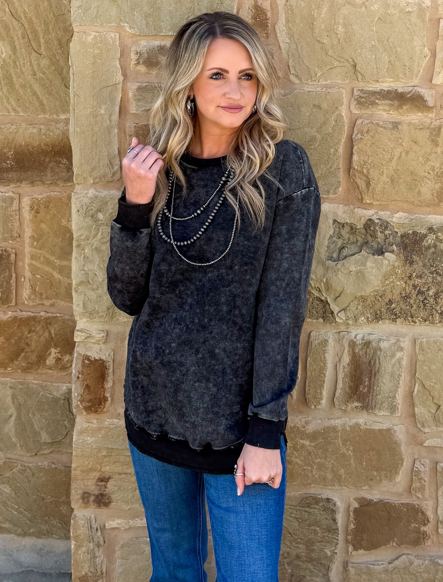 Basic Acid Washed Sweatshirt *Charcoal