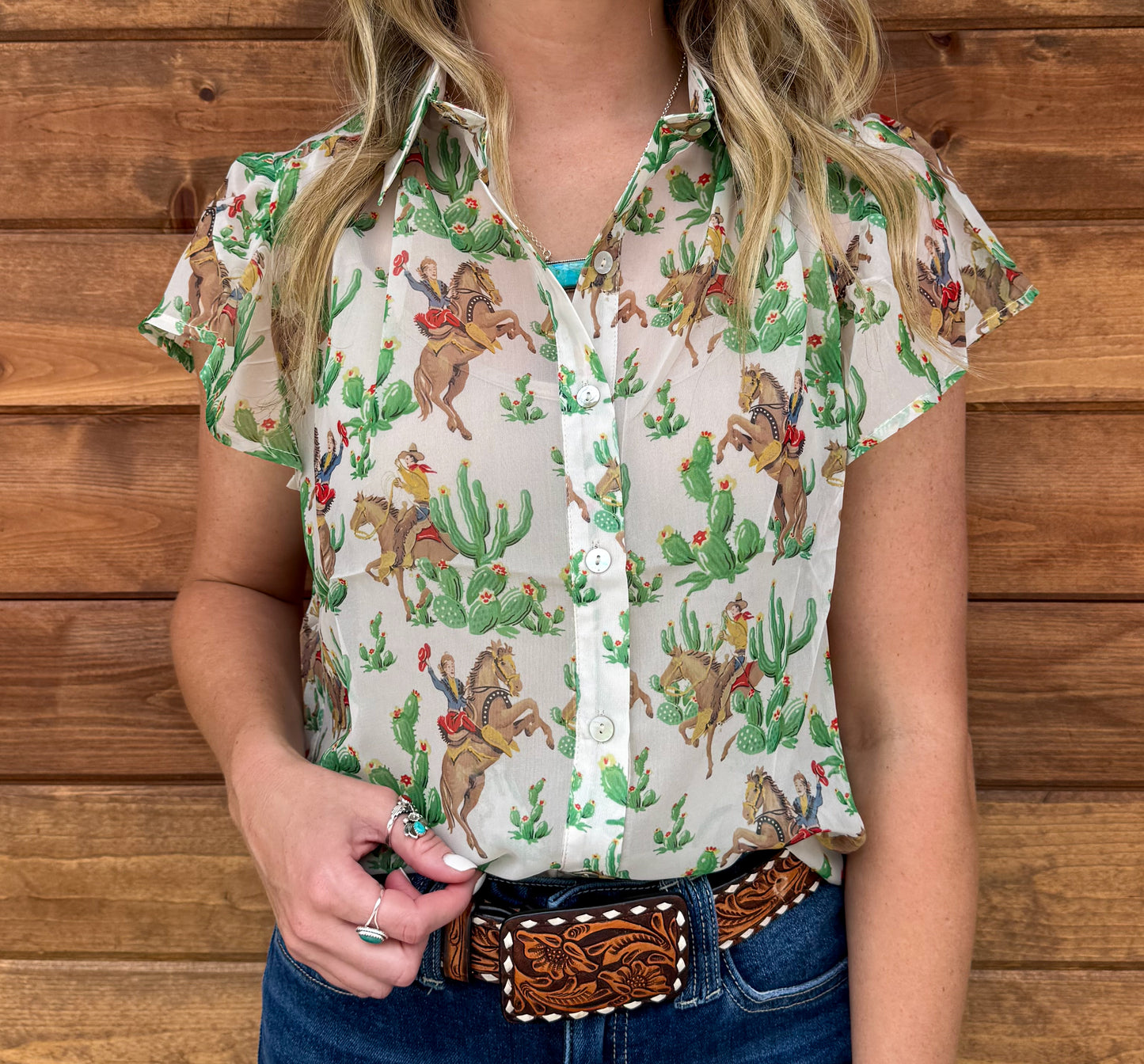 Cactus Cowgirl Sheer Blouse