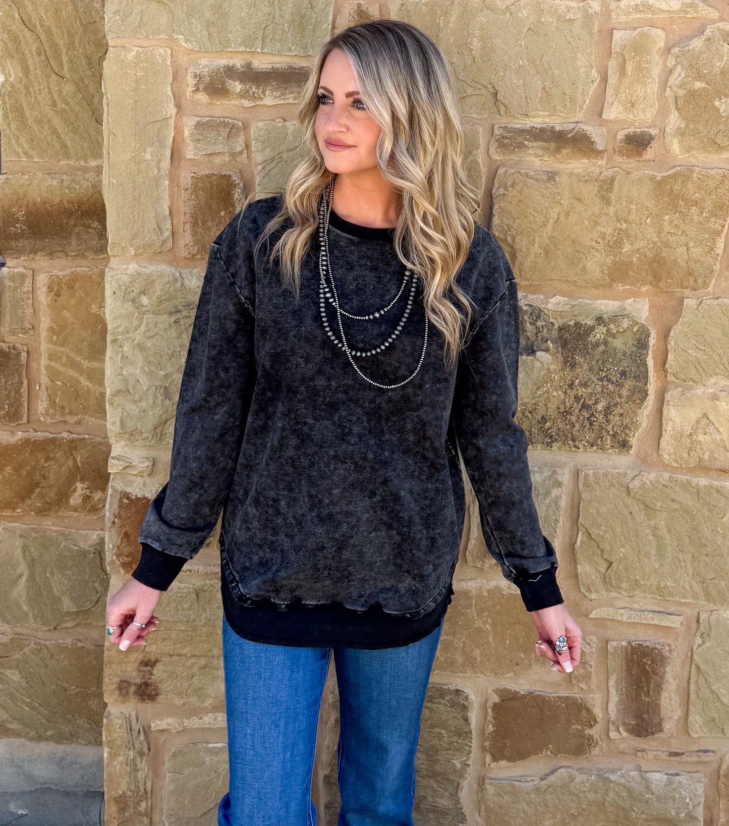 Basic Acid Washed Sweatshirt *Charcoal