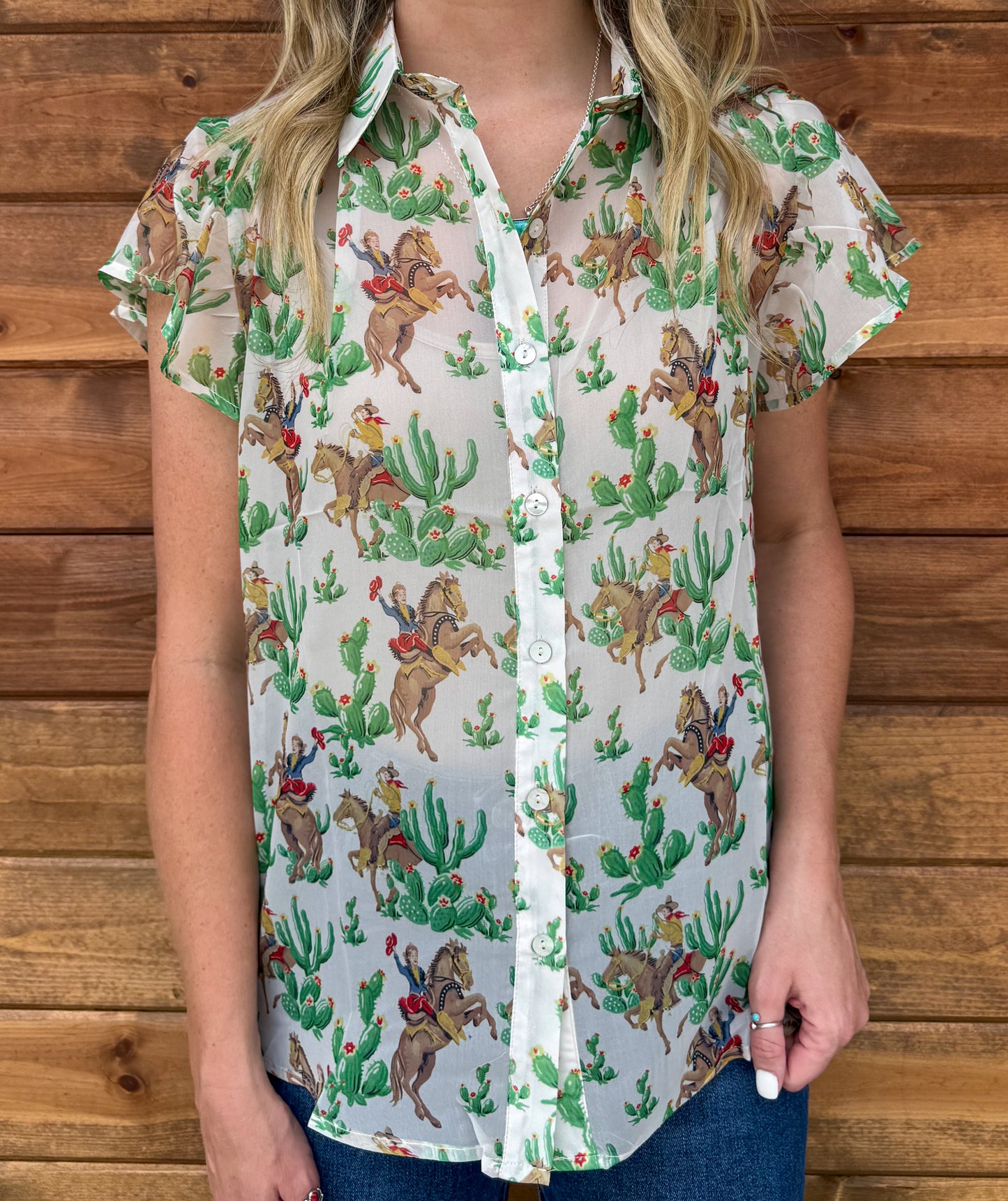 Cactus Cowgirl Sheer Blouse