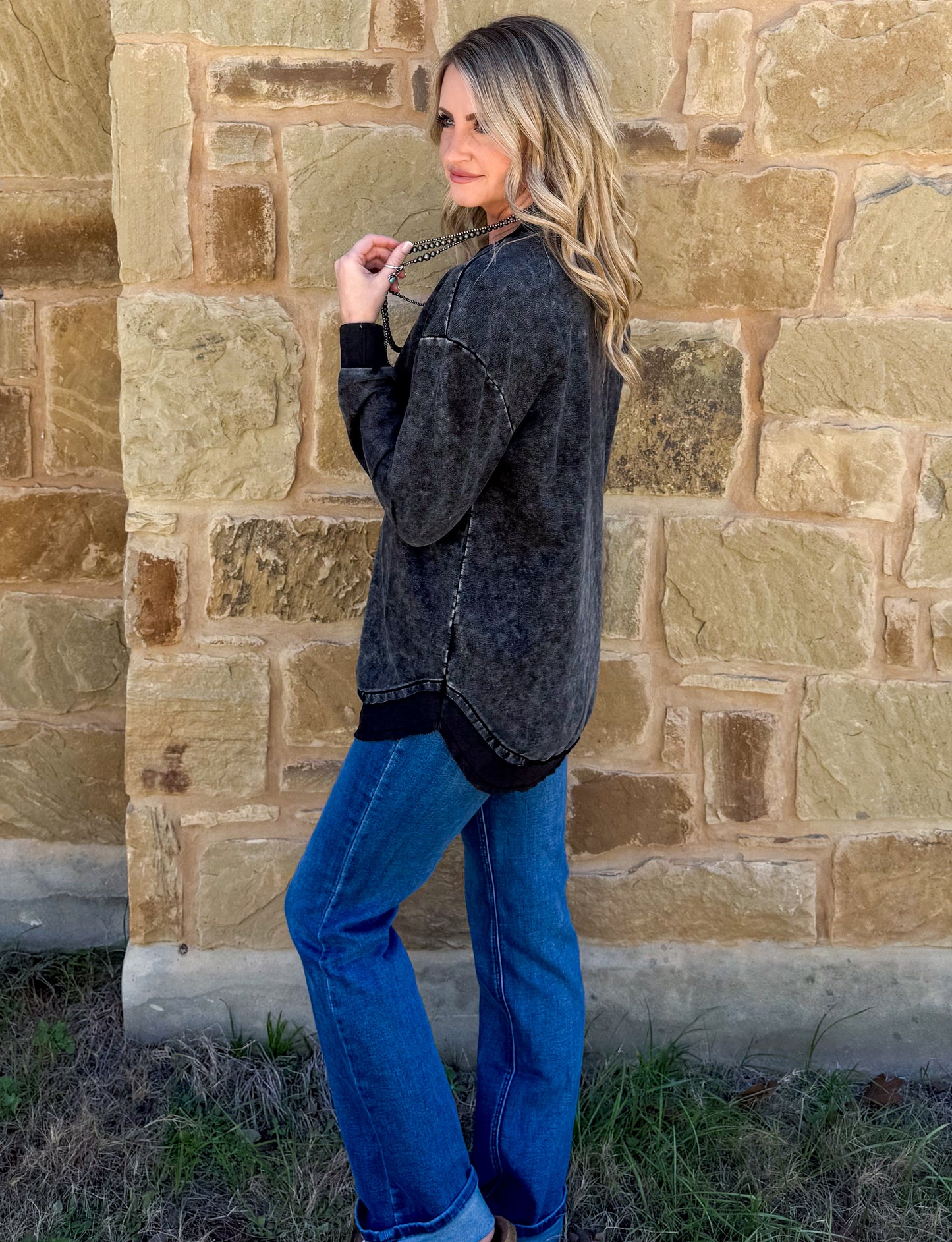 Basic Acid Washed Sweatshirt *Charcoal
