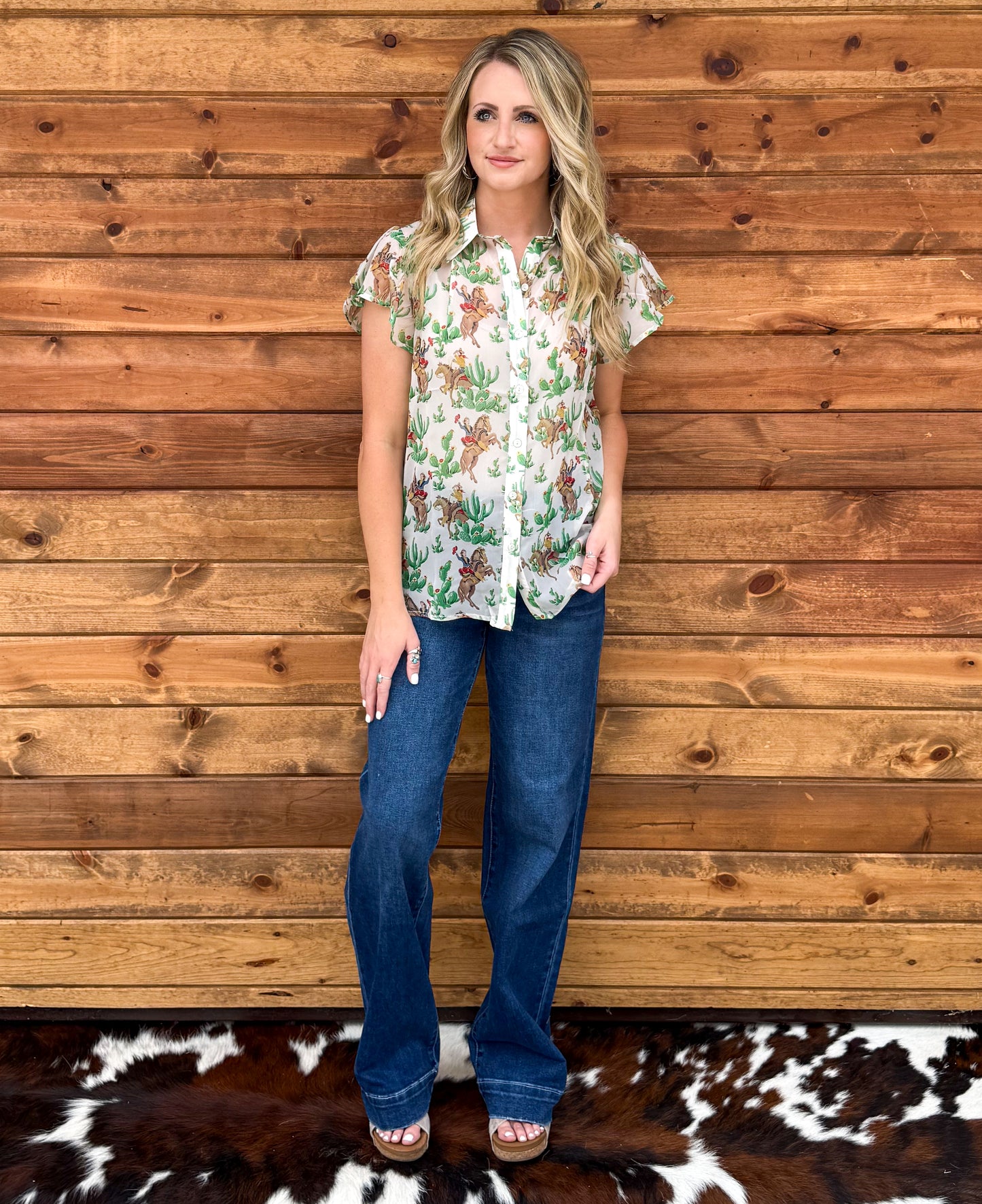 Cactus Cowgirl Sheer Blouse
