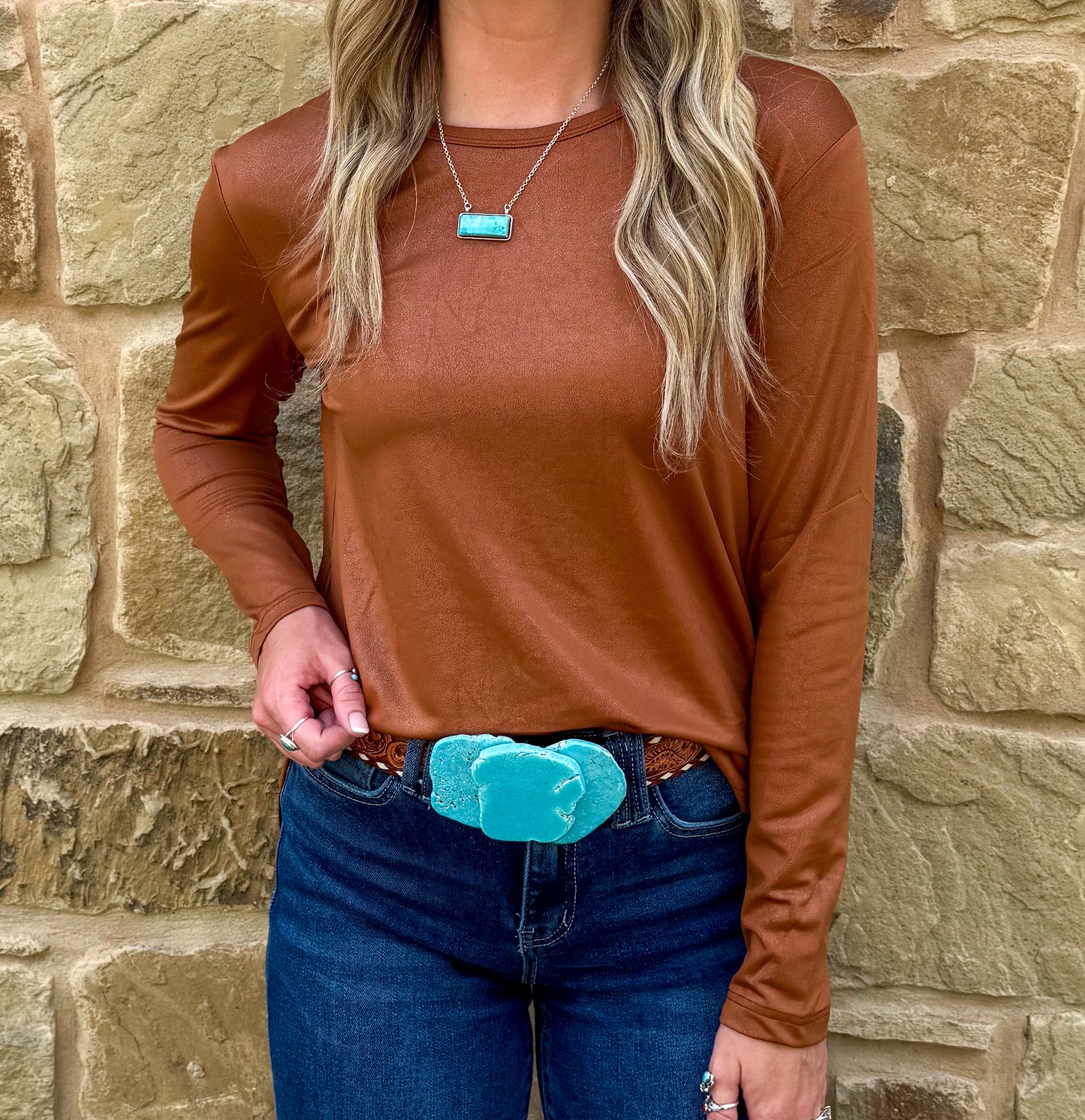 Swanky Leather Long Sleeve *Saddle