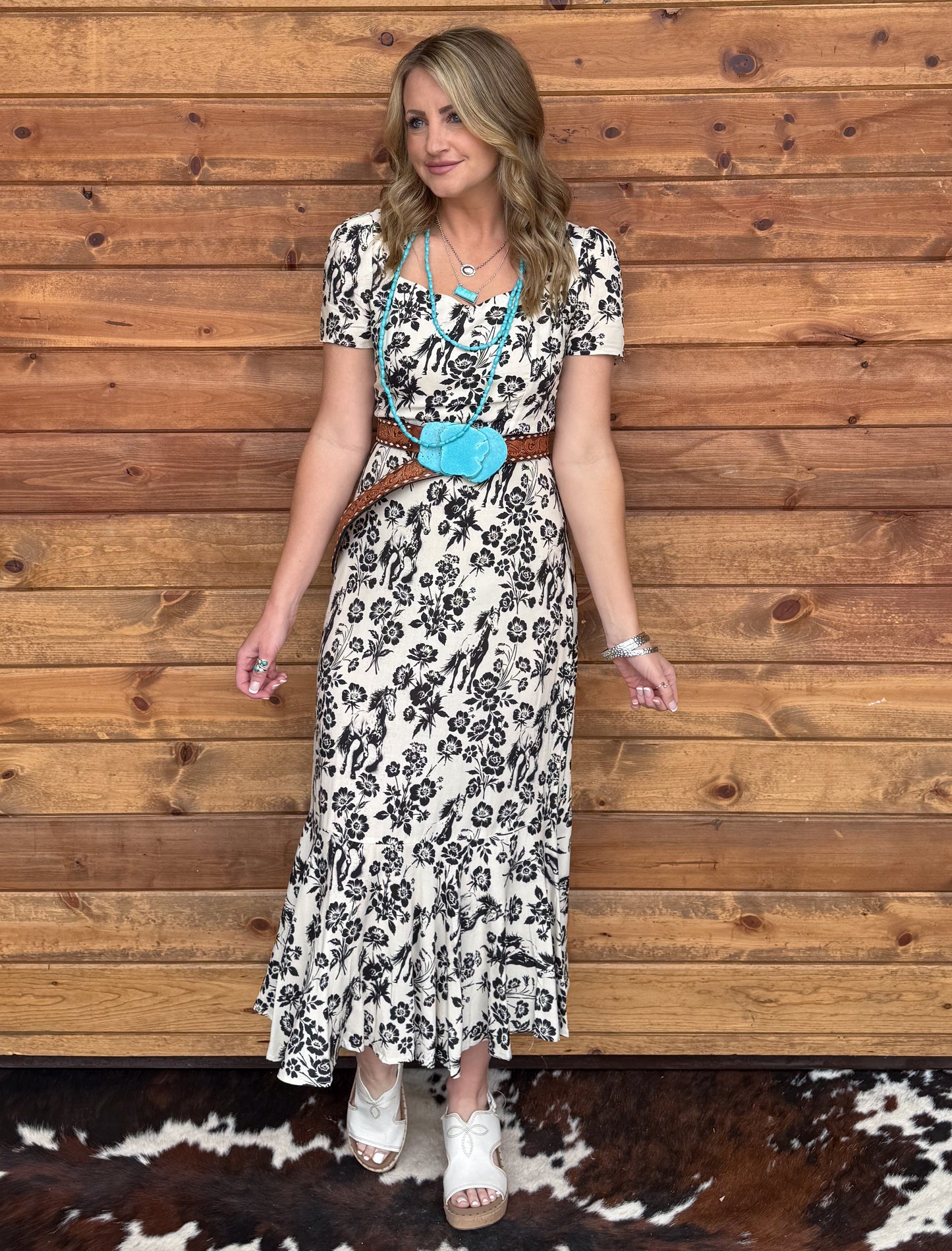 Floral Horses Dress