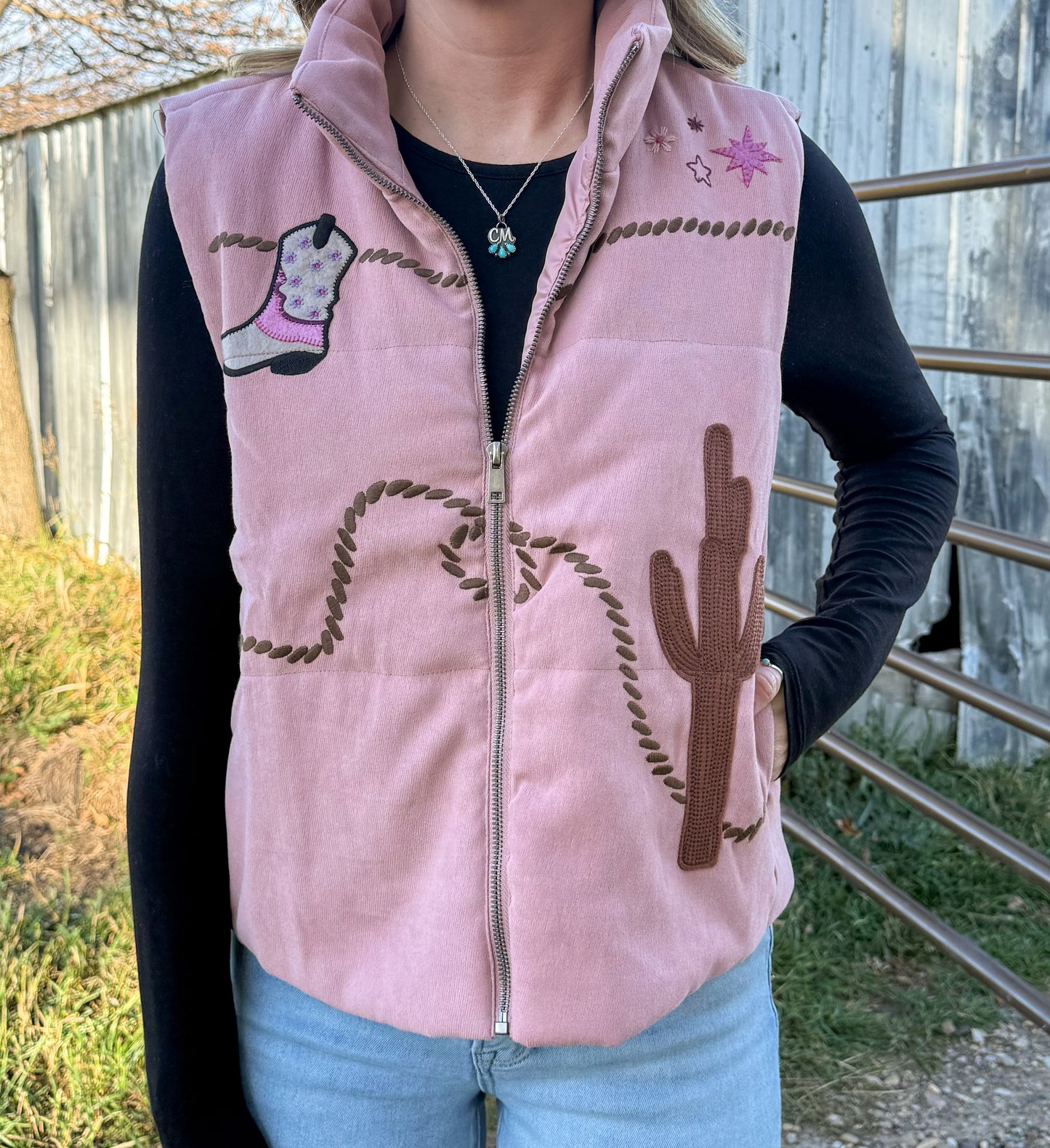 Southern Cactus Puffer Vest *Mauve