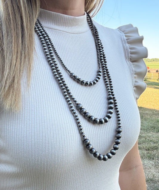 24” 3 Strand Faux Navajo Pearl Necklace