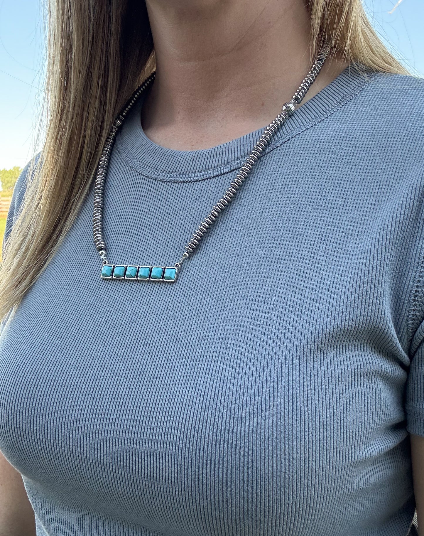 Turquoise Stone Bar Necklace