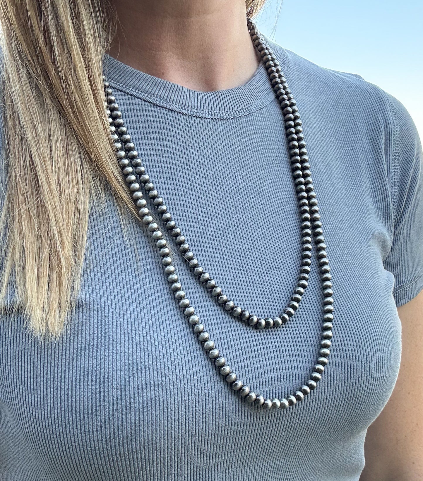 24” 2 Strand Faux Navajo Pearl Necklace