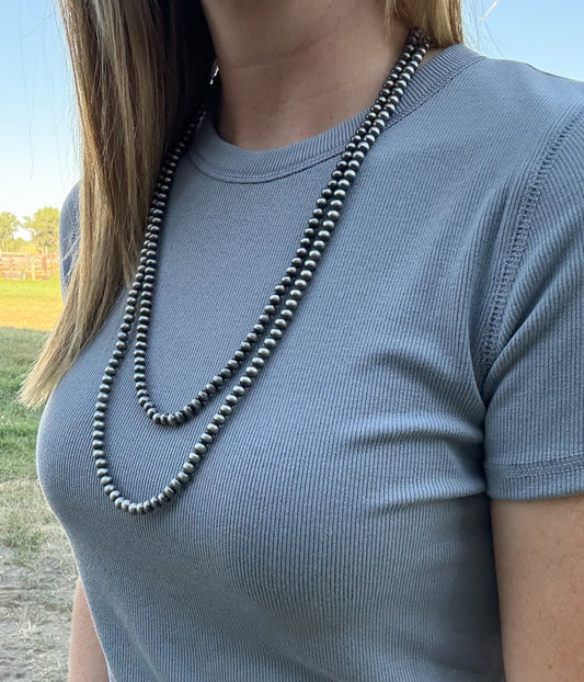 24” 2 Strand Faux Navajo Pearl Necklace