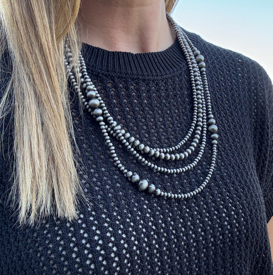 22” 4 Strand Faux Navajo Pearl Necklace