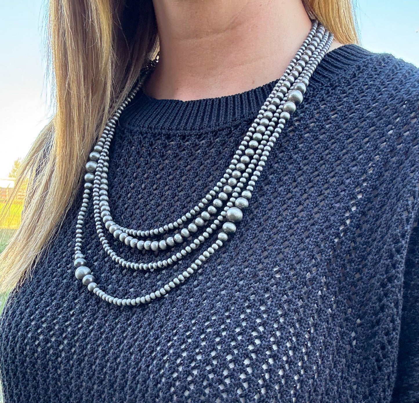 22” 4 Strand Faux Navajo Pearl Necklace