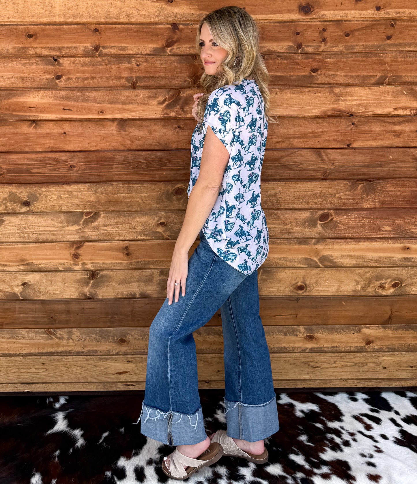 Teal Cowboy Top