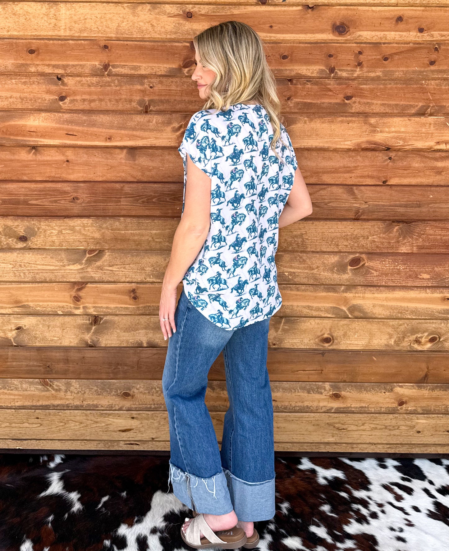 Teal Cowboy Top