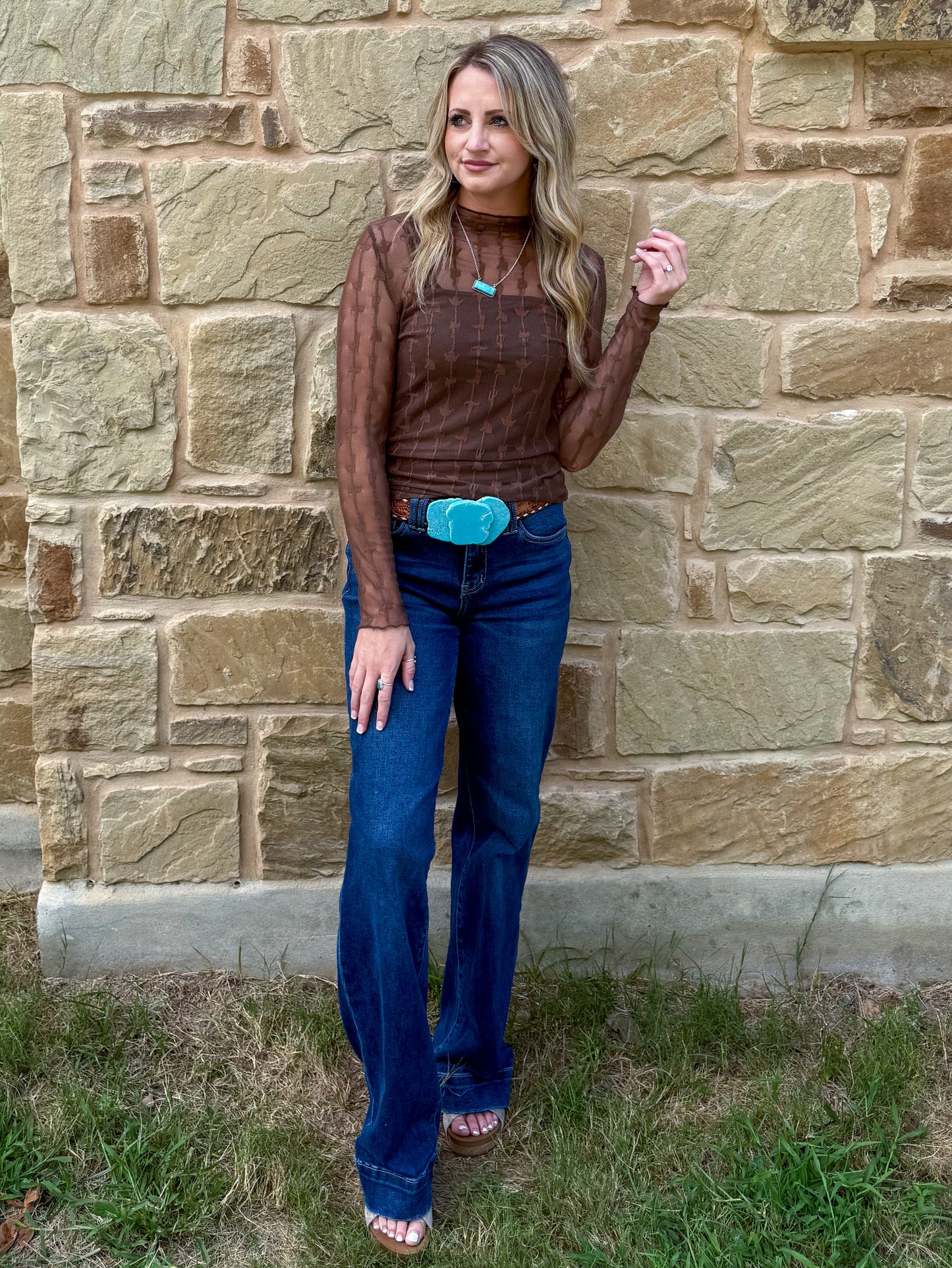 Lariat Lace Mesh Top *Chocolate