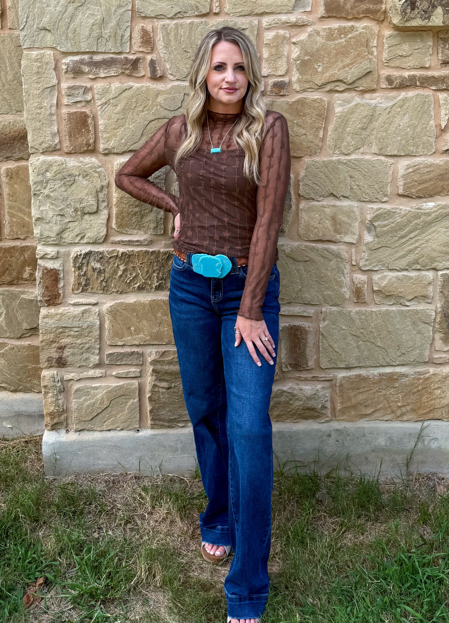 Lariat Lace Mesh Top *Chocolate