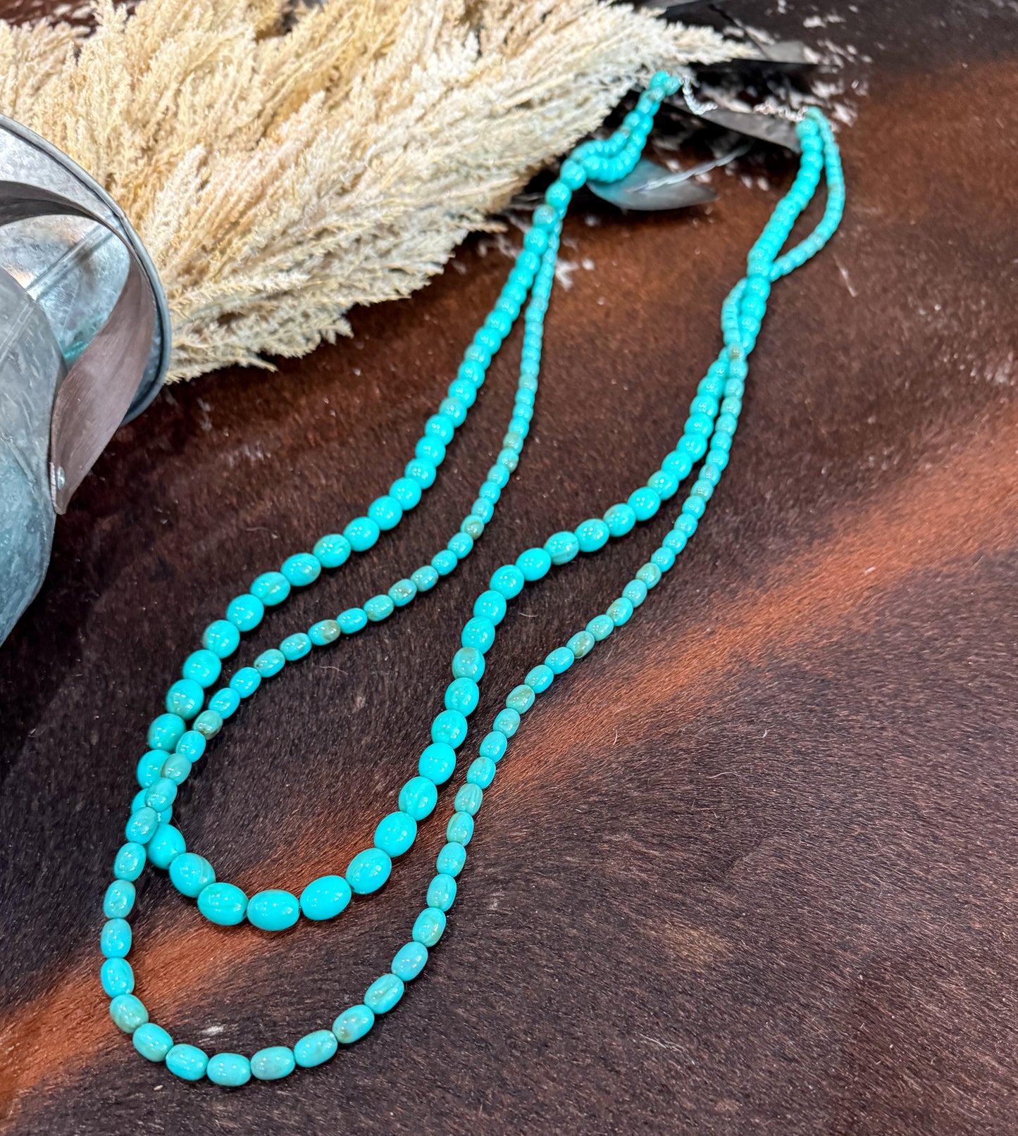 50” 2 Strand Turquoise Necklace