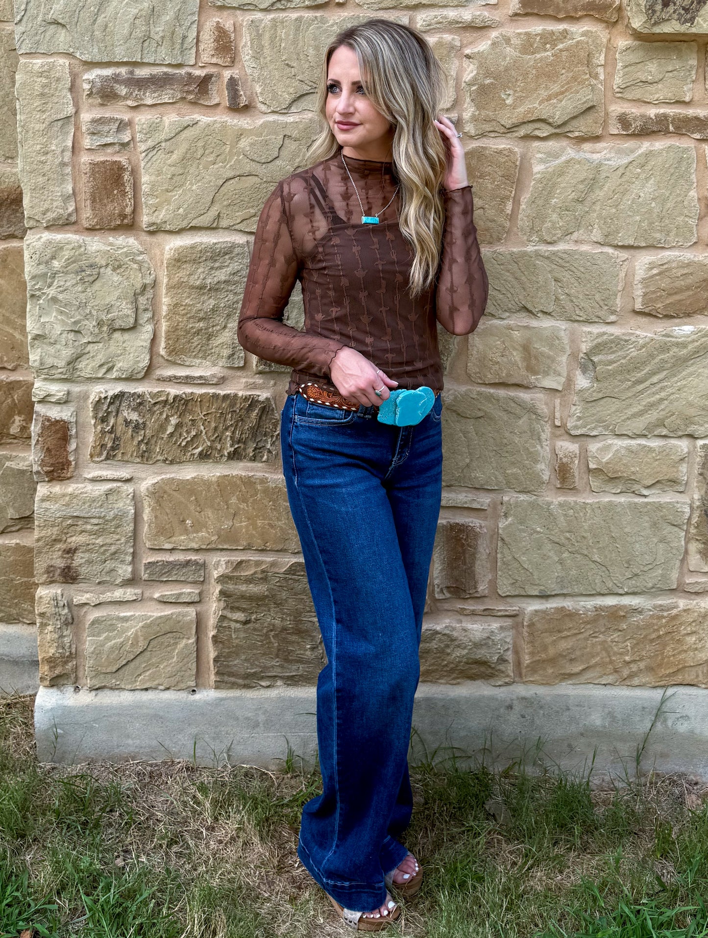 Lariat Lace Mesh Top *Chocolate