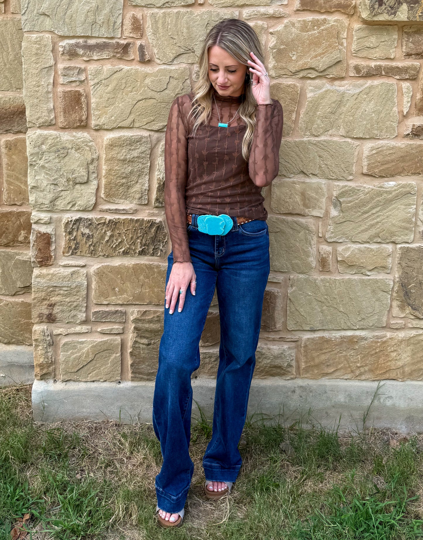 Lariat Lace Mesh Top *Chocolate