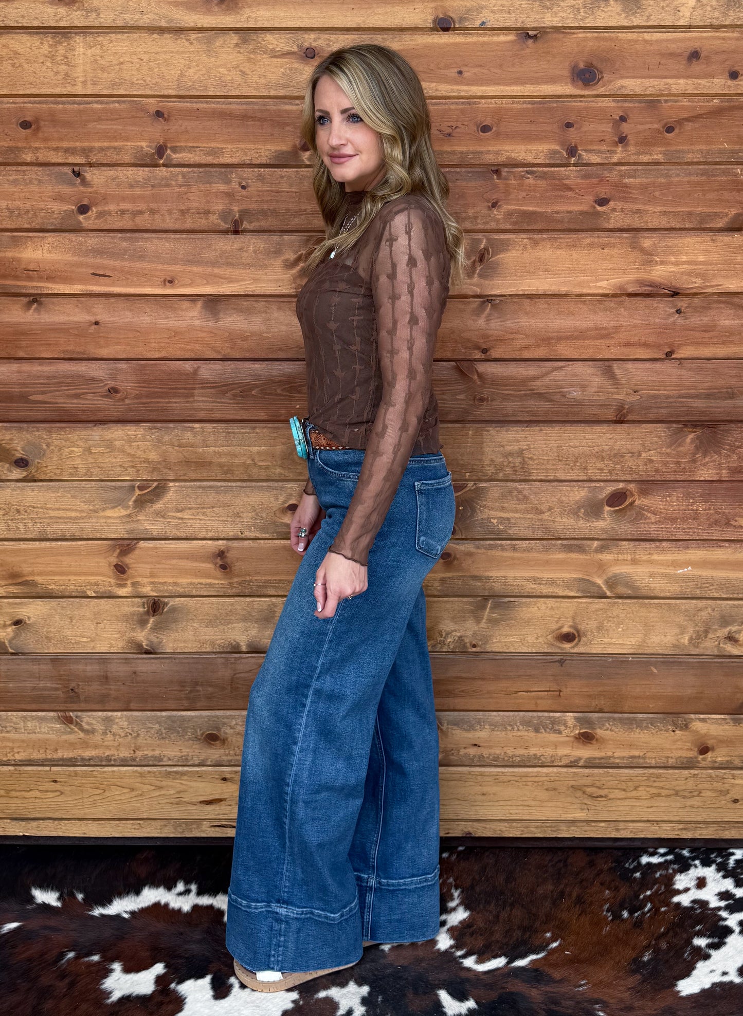 Lariat Lace Mesh Top *Chocolate