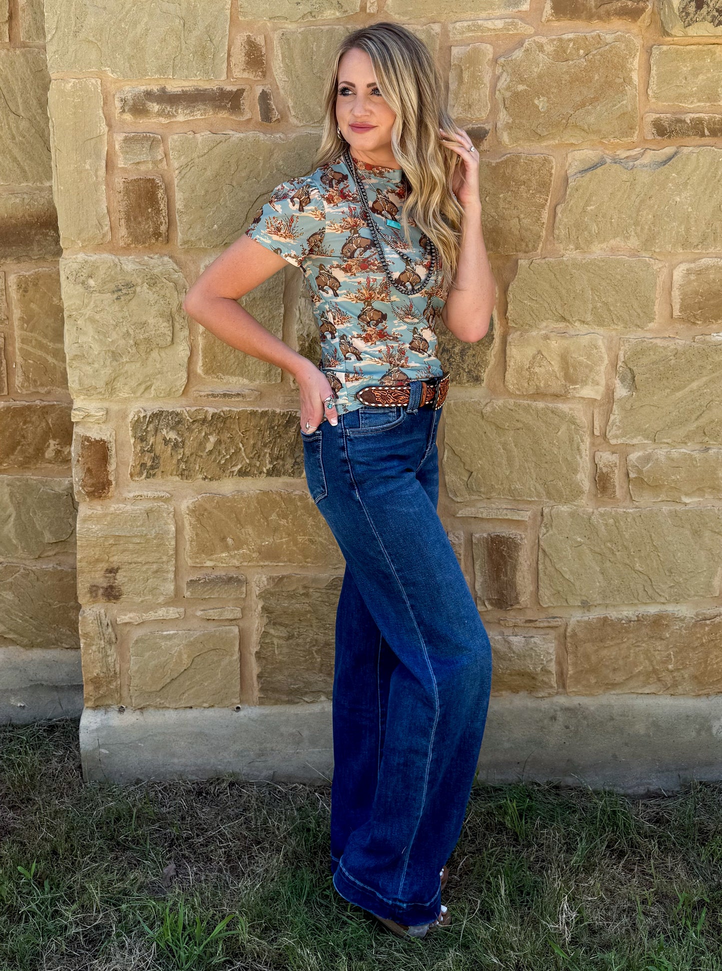 Floral Buckaroo Mesh Top