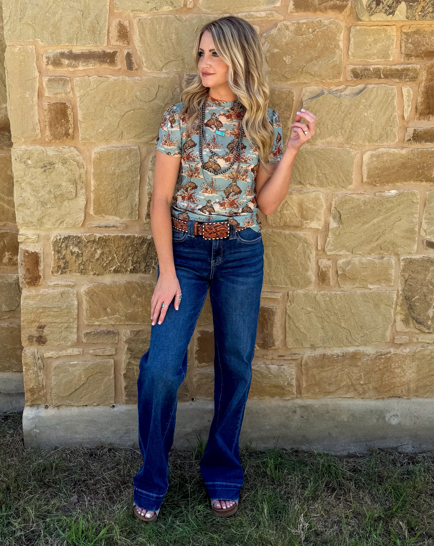 Floral Buckaroo Mesh Top
