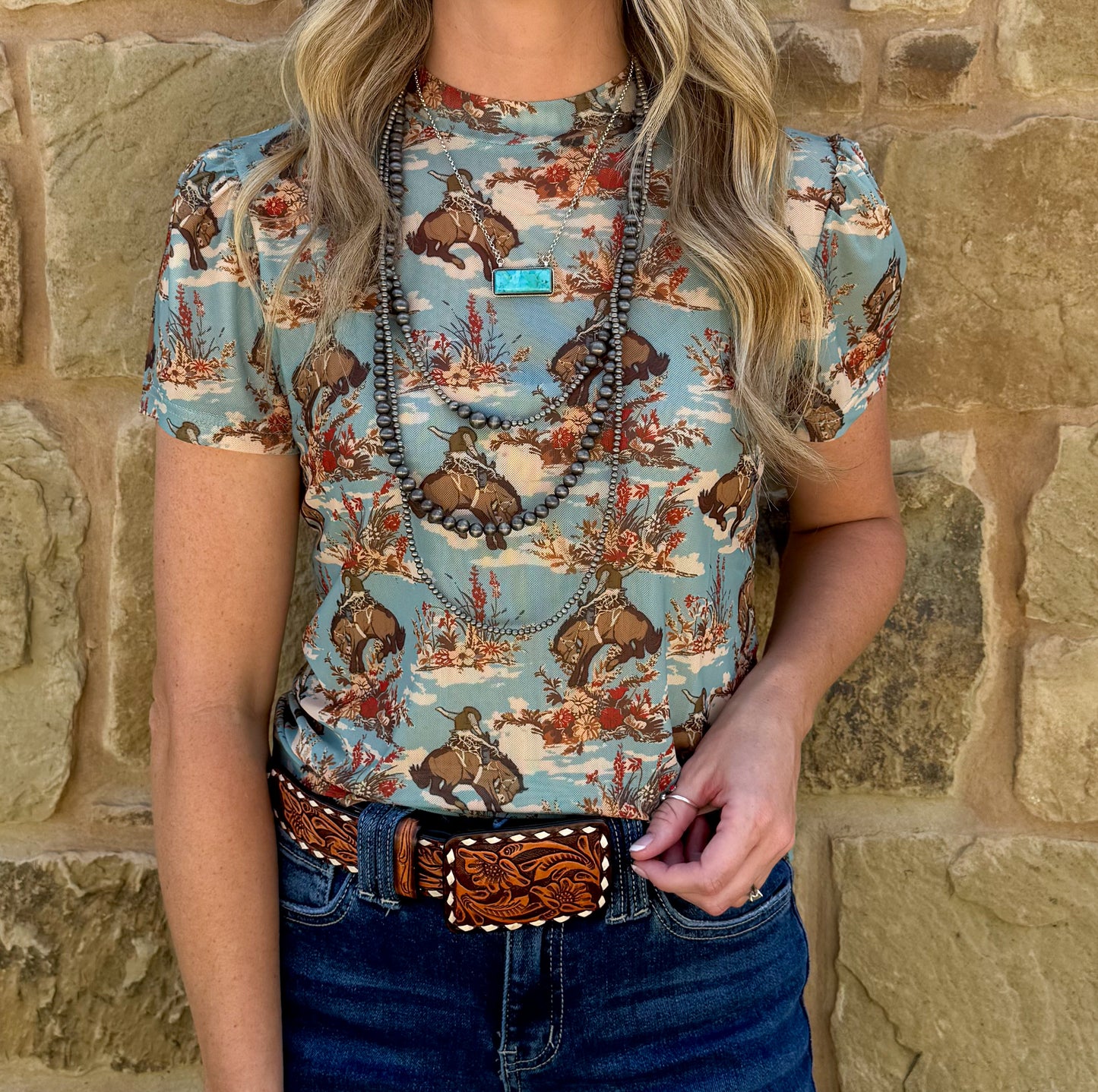 Floral Buckaroo Mesh Top