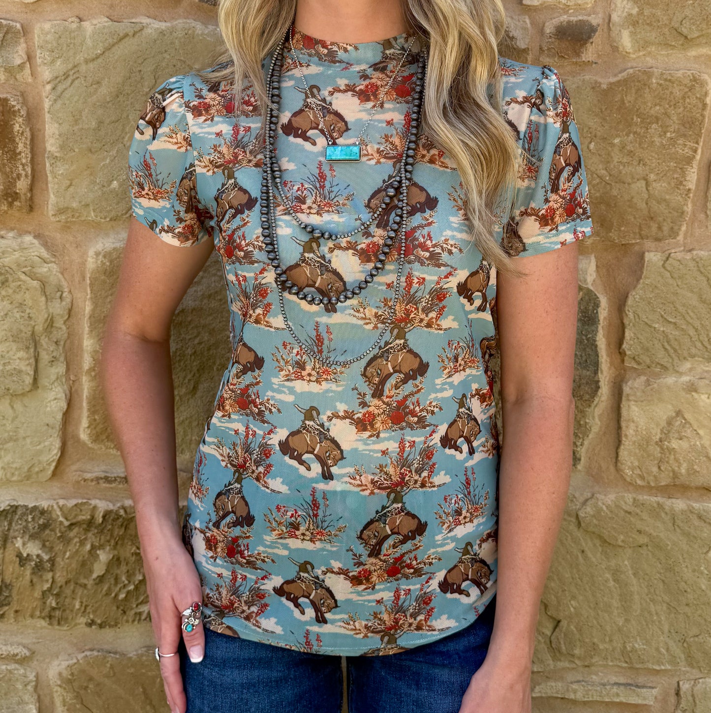 Floral Buckaroo Mesh Top
