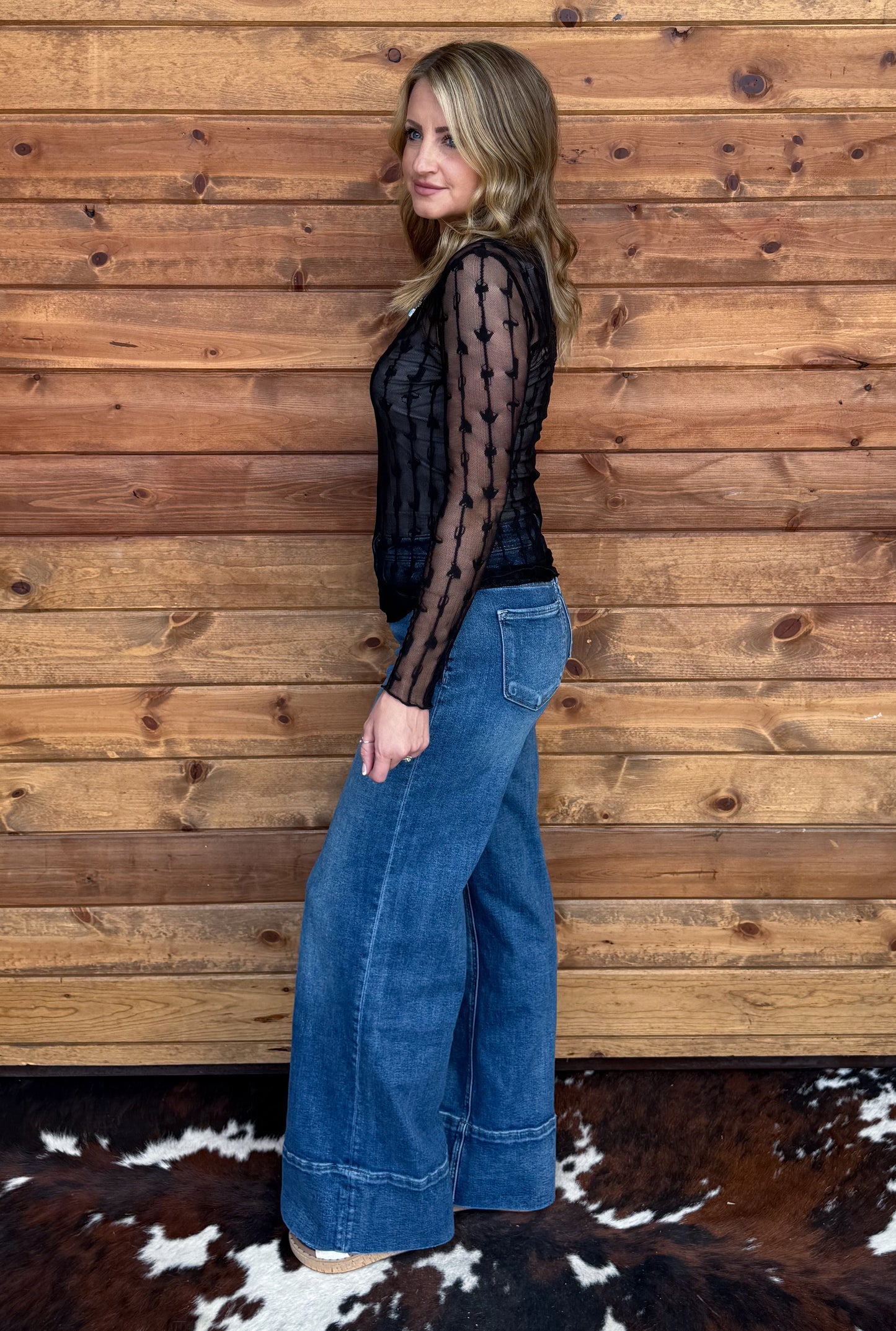 Lariat Lace Mesh Top *Midnight