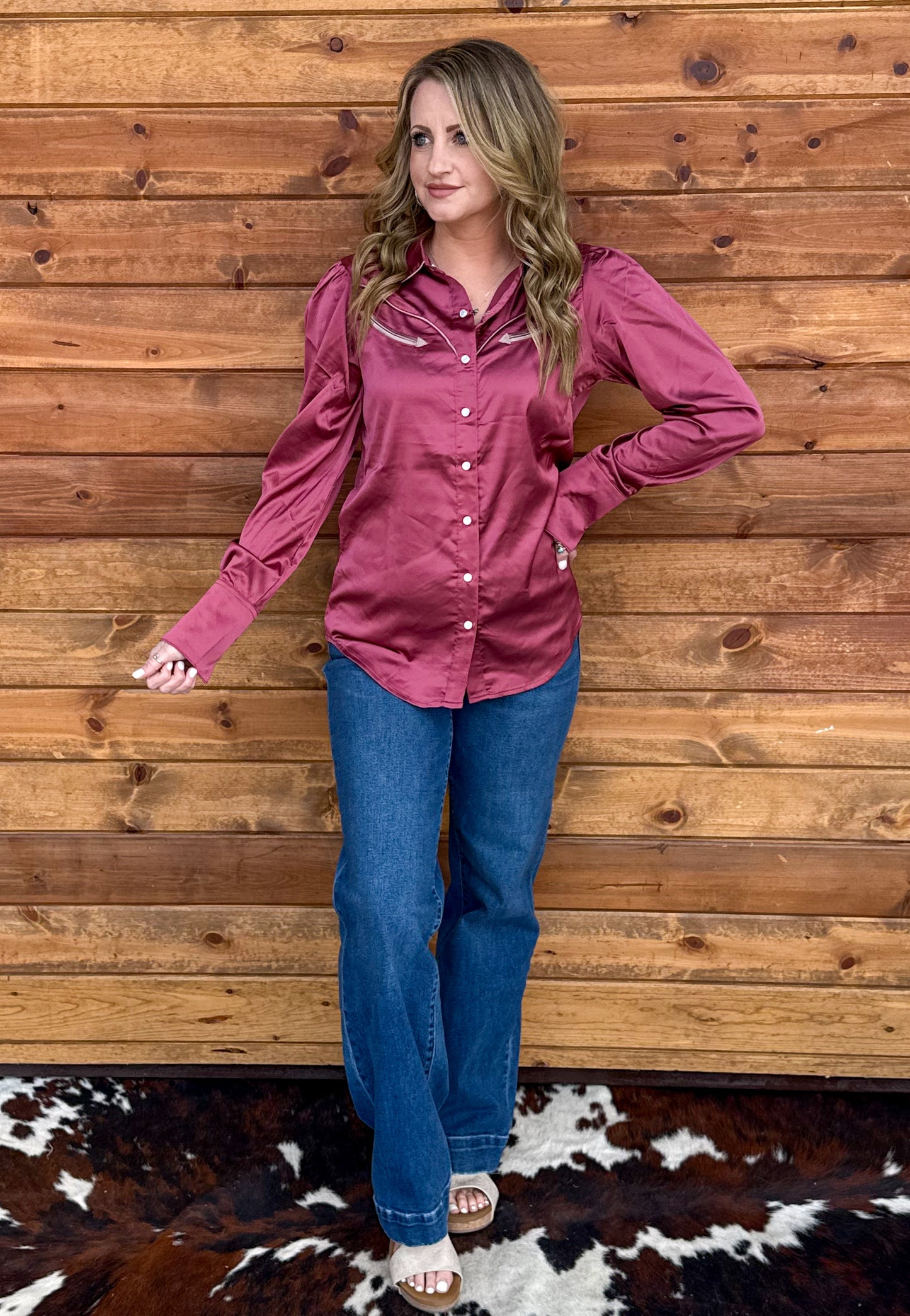 Cowgirl Satin Pearl Snap *Berry