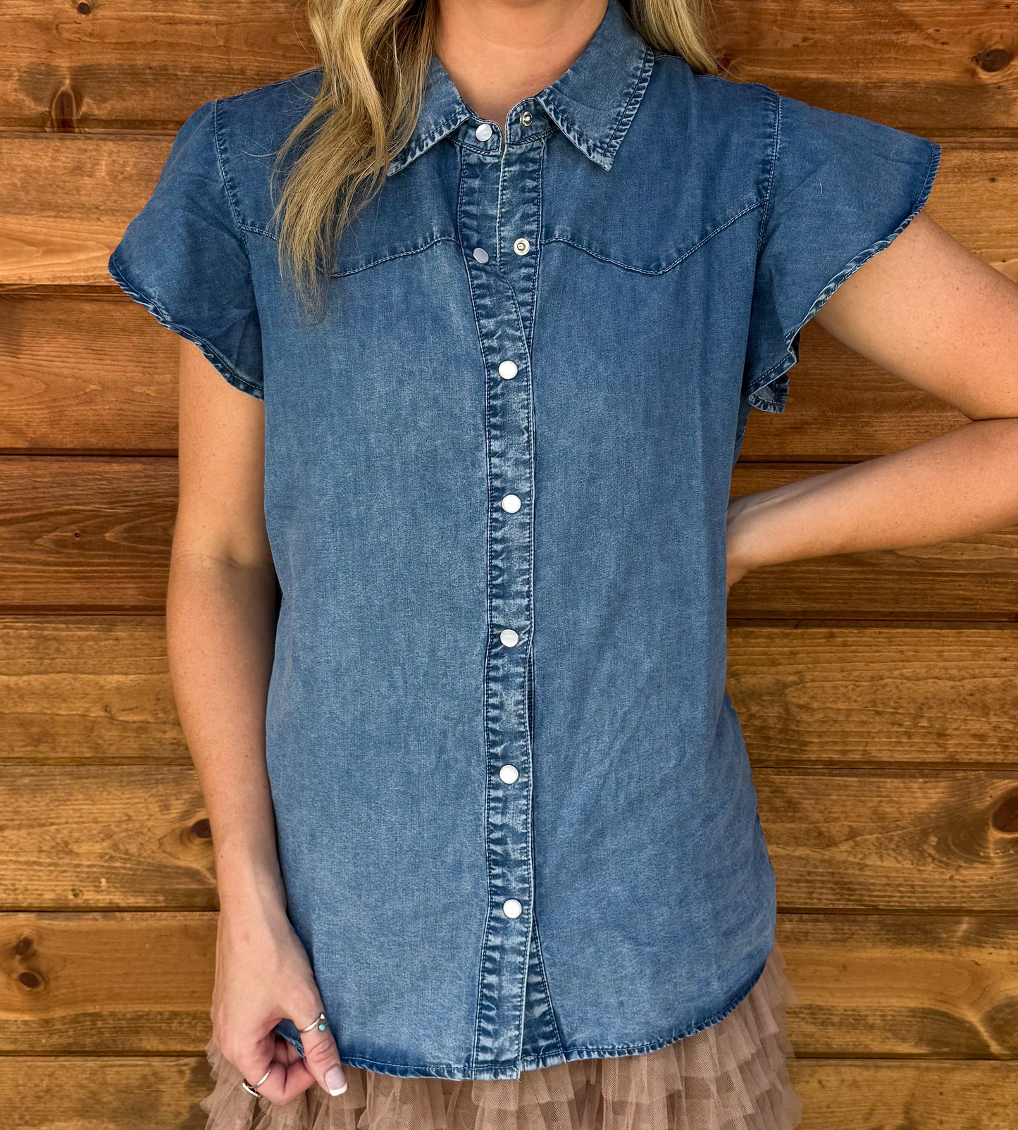 Dainty Denim Top *Dark Wash