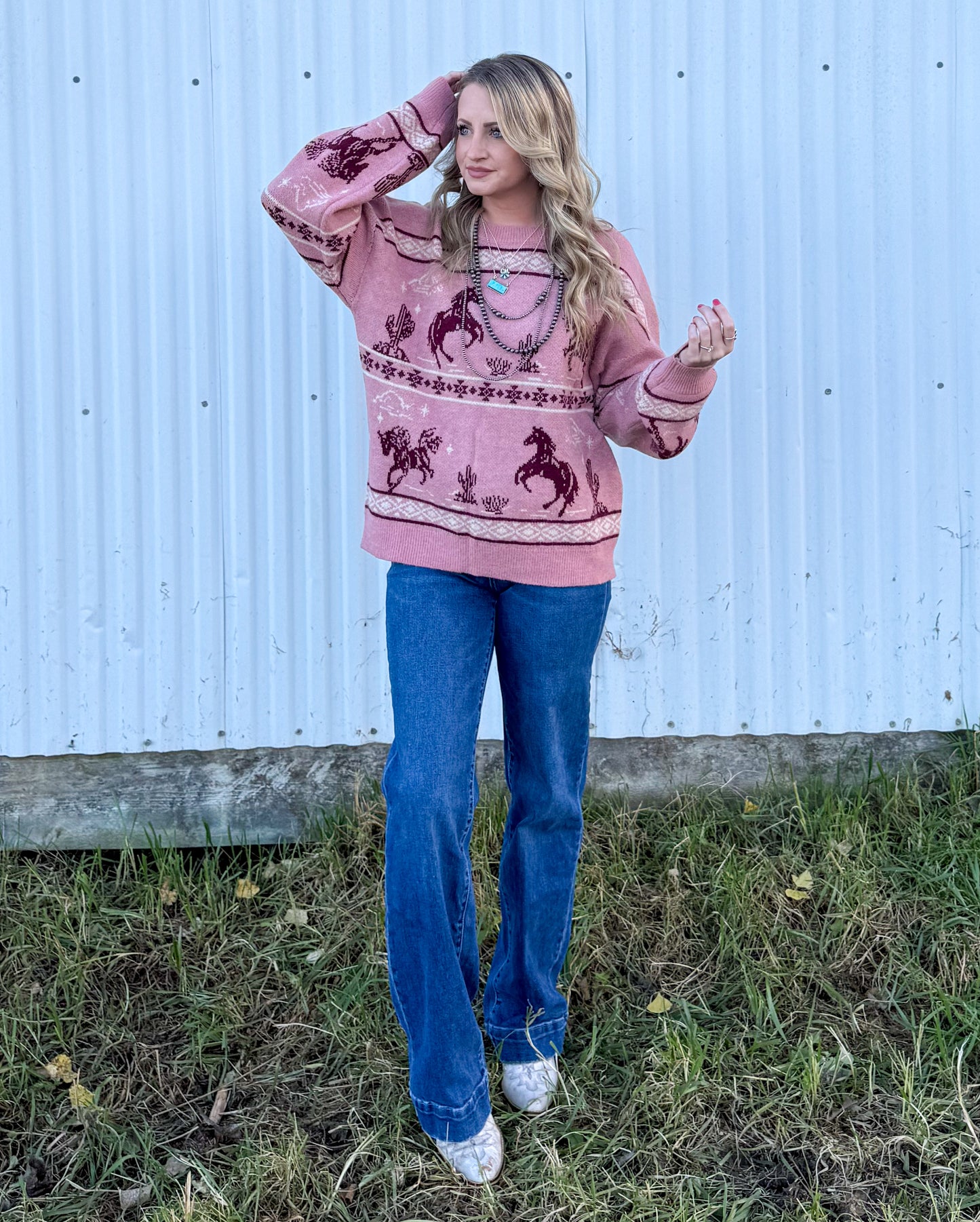 Cozy Horses Sweater *Mauve