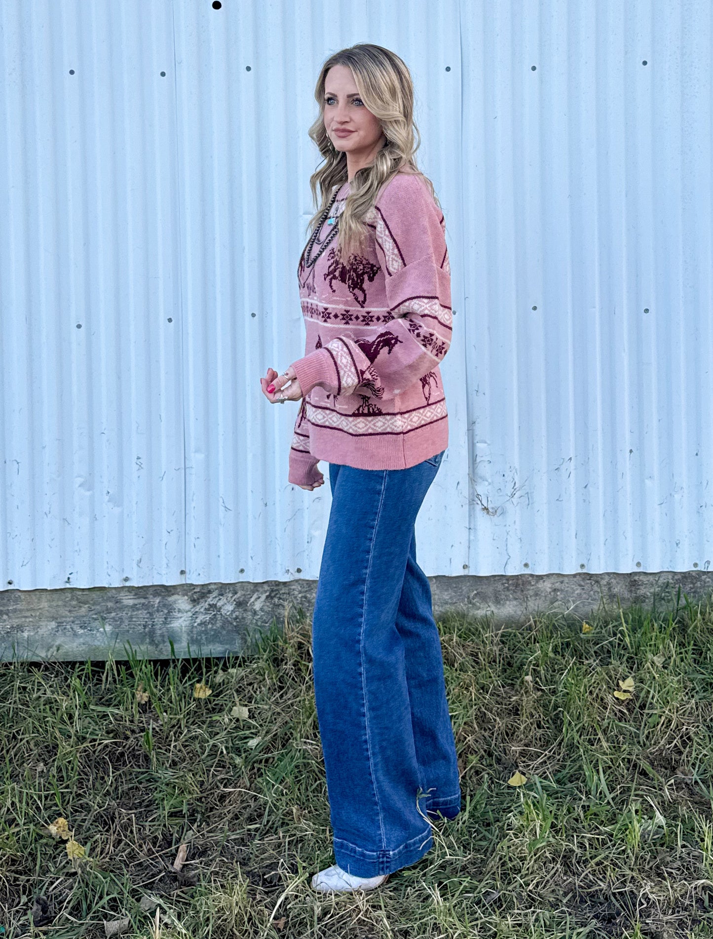 Cozy Horses Sweater *Mauve