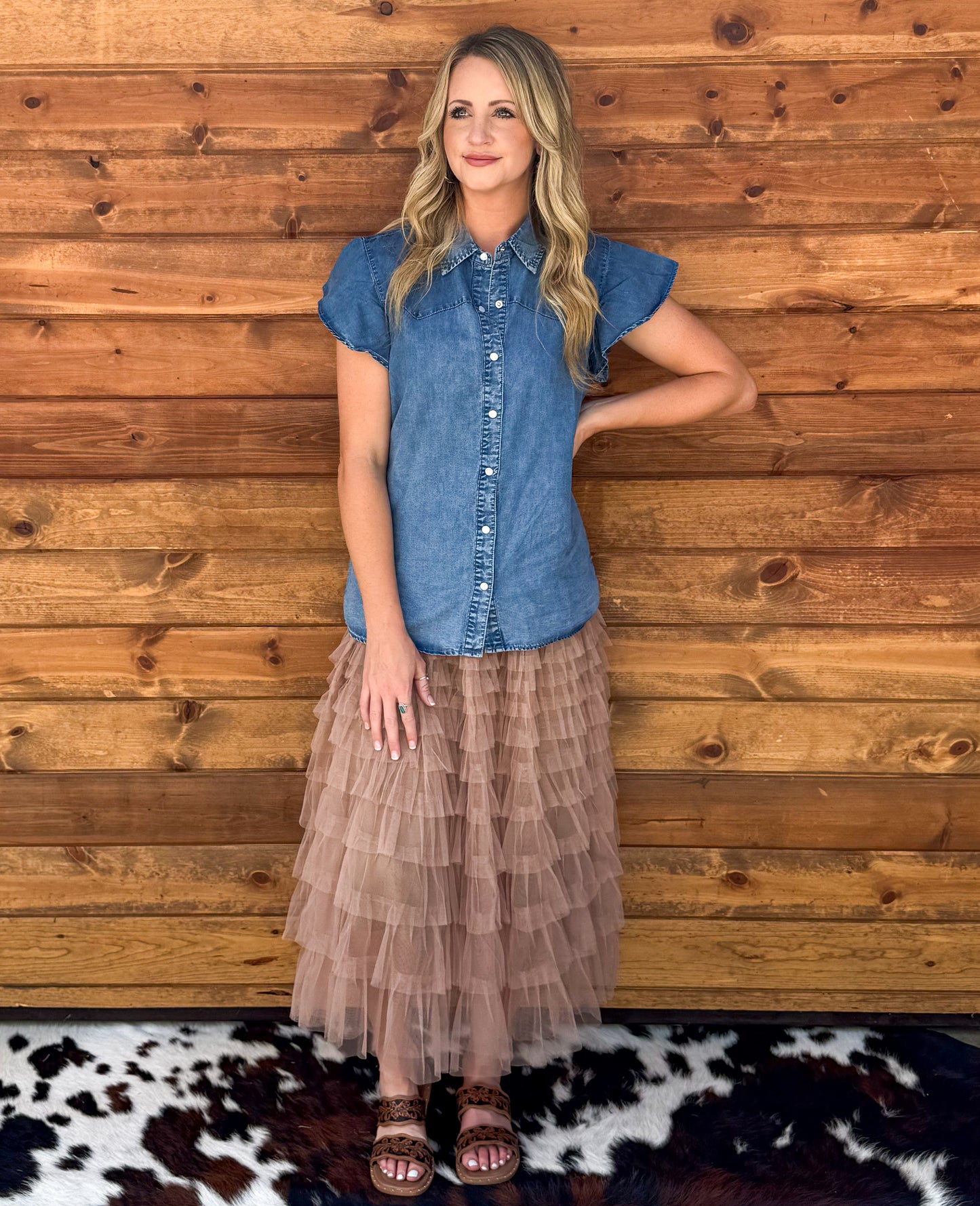 Dainty Denim Top *Dark Wash