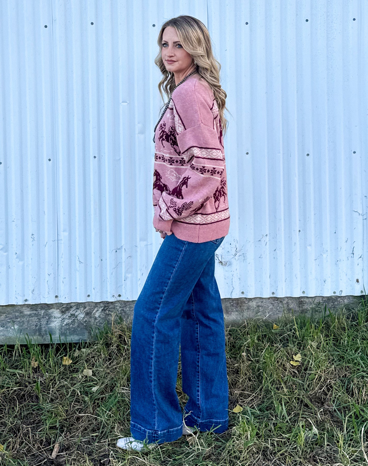 Cozy Horses Sweater *Mauve