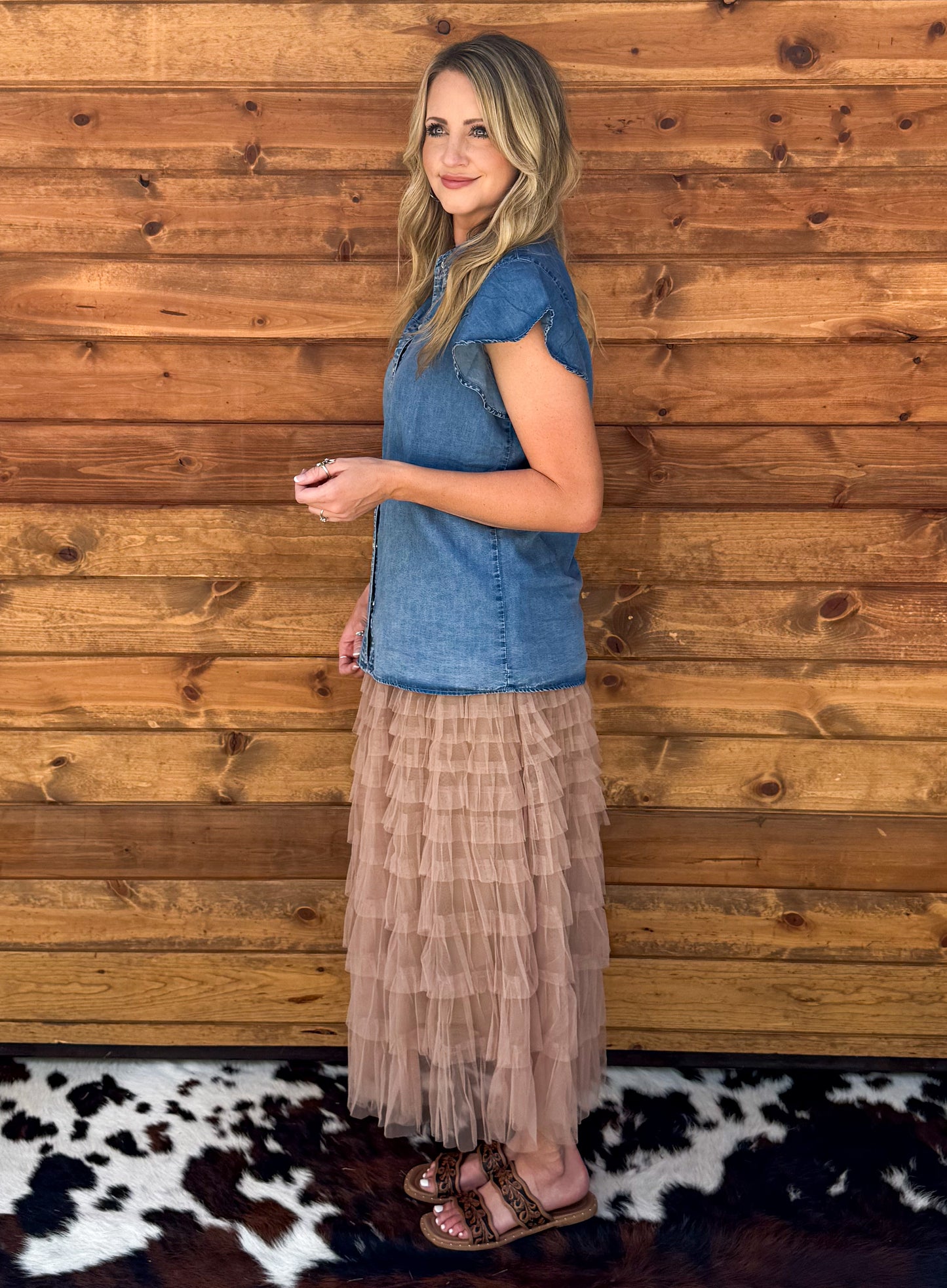 Dainty Denim Top *Dark Wash