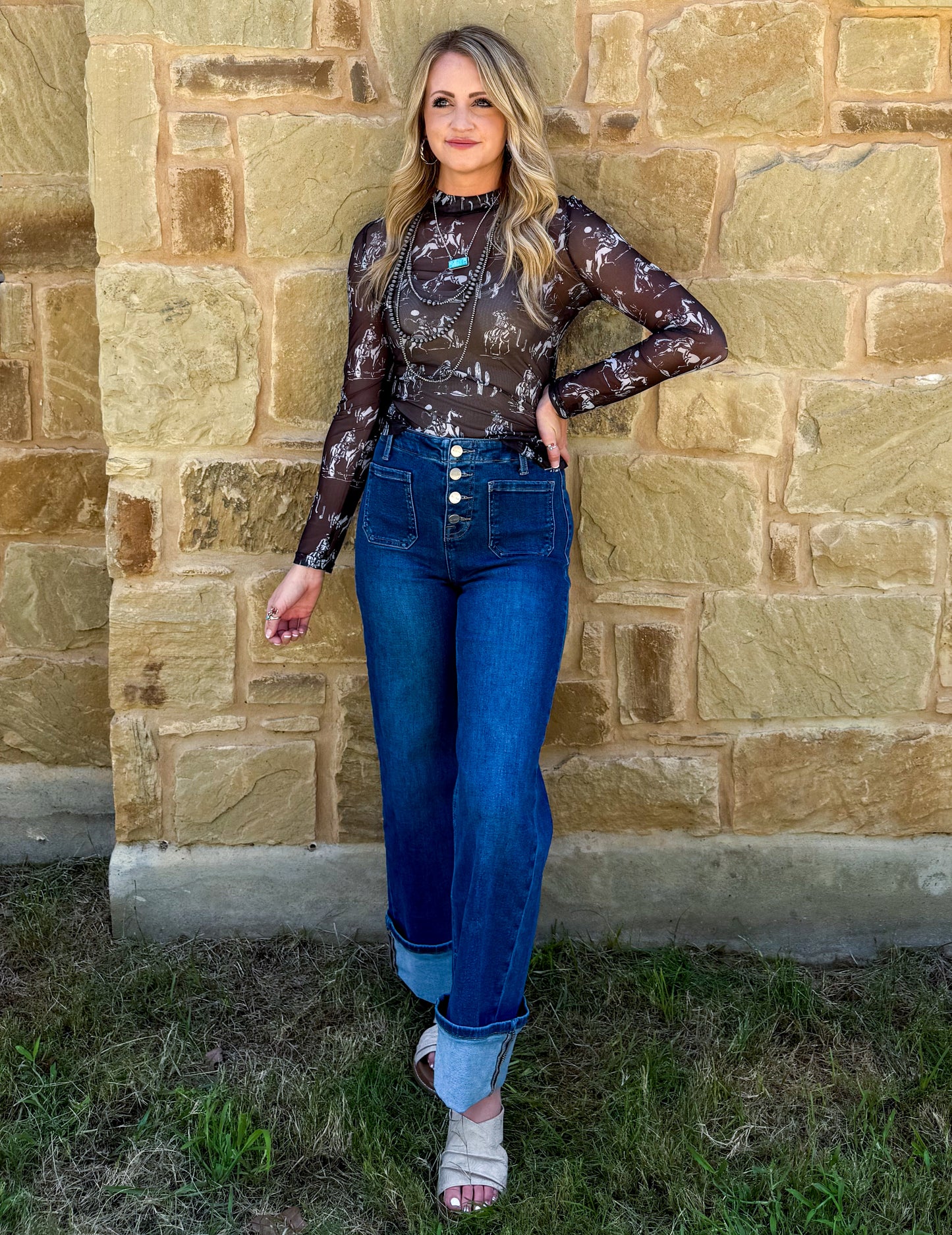 All the Cowboys Mesh Top