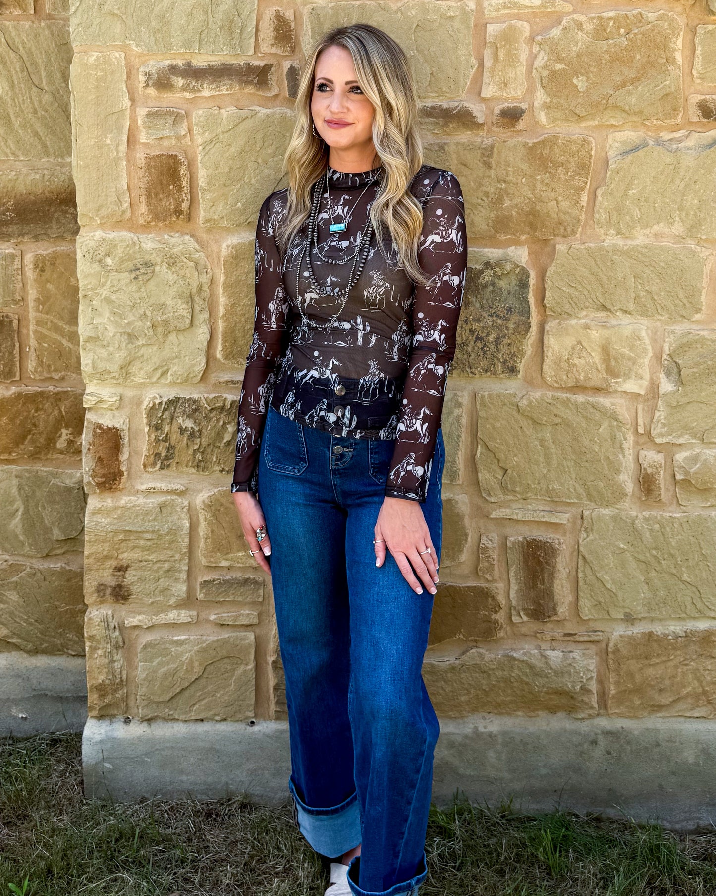 All the Cowboys Mesh Top