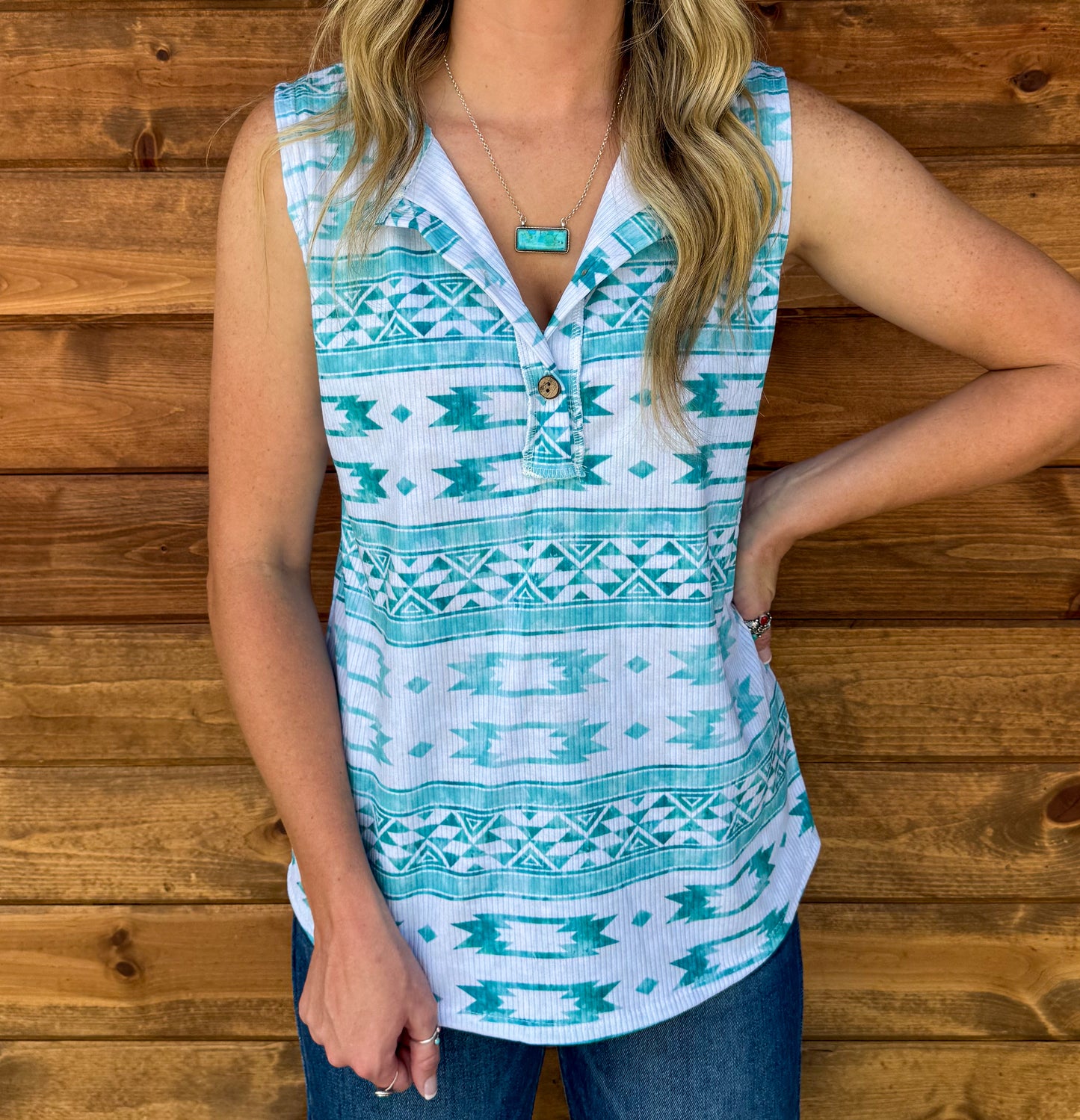 Turquoise Aztec Tank
