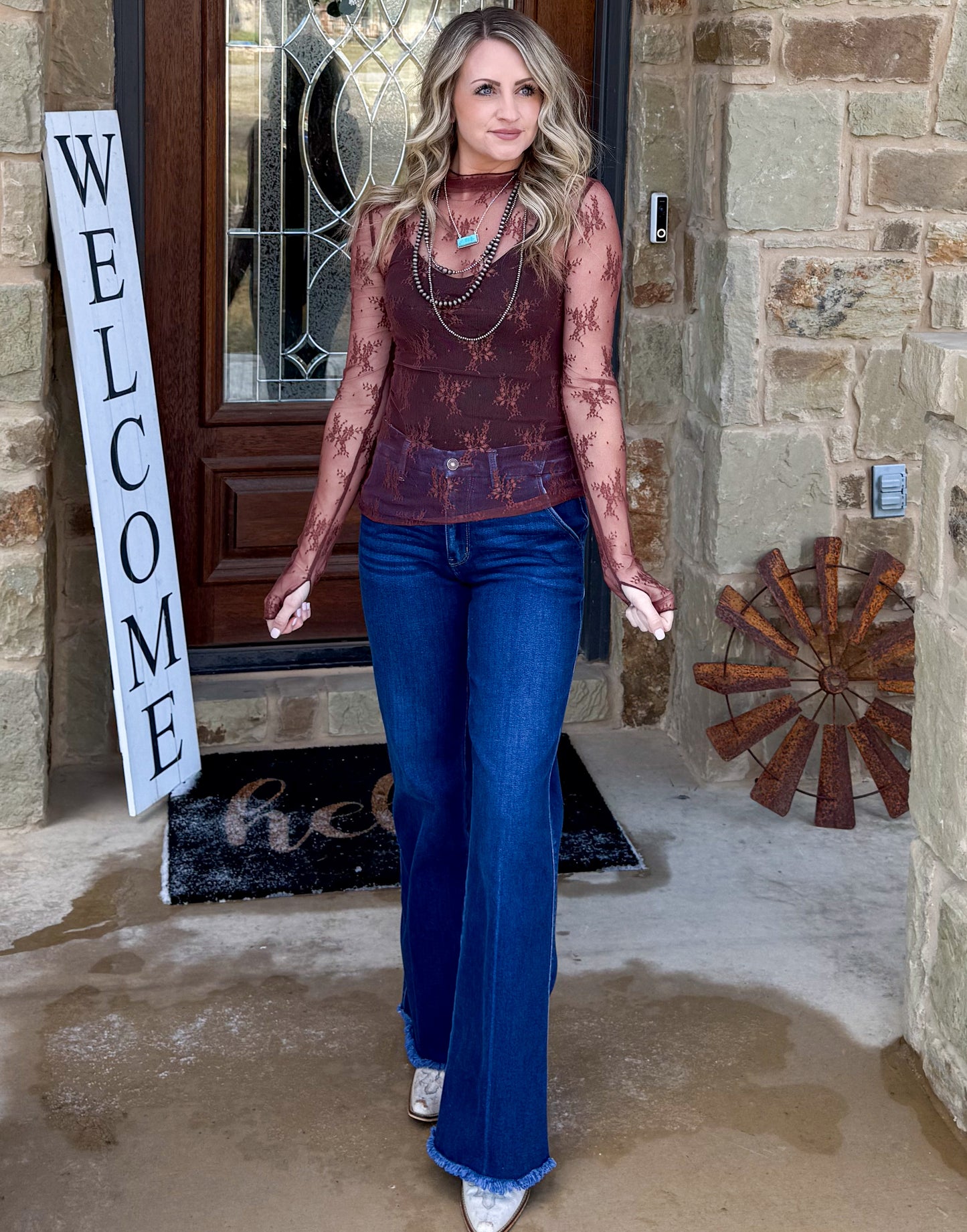 Lace Mesh Top *Brown