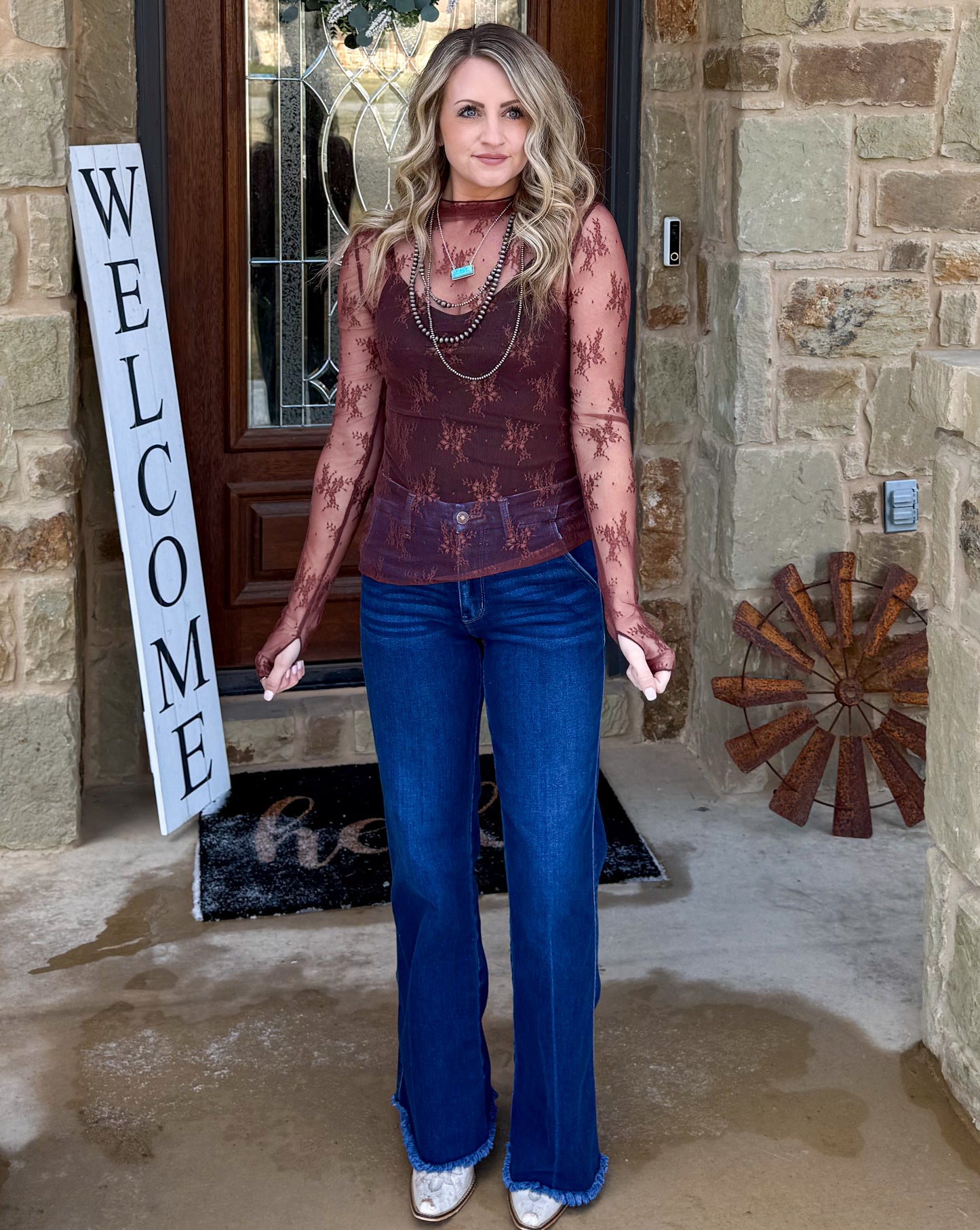 Lace Mesh Top *Brown