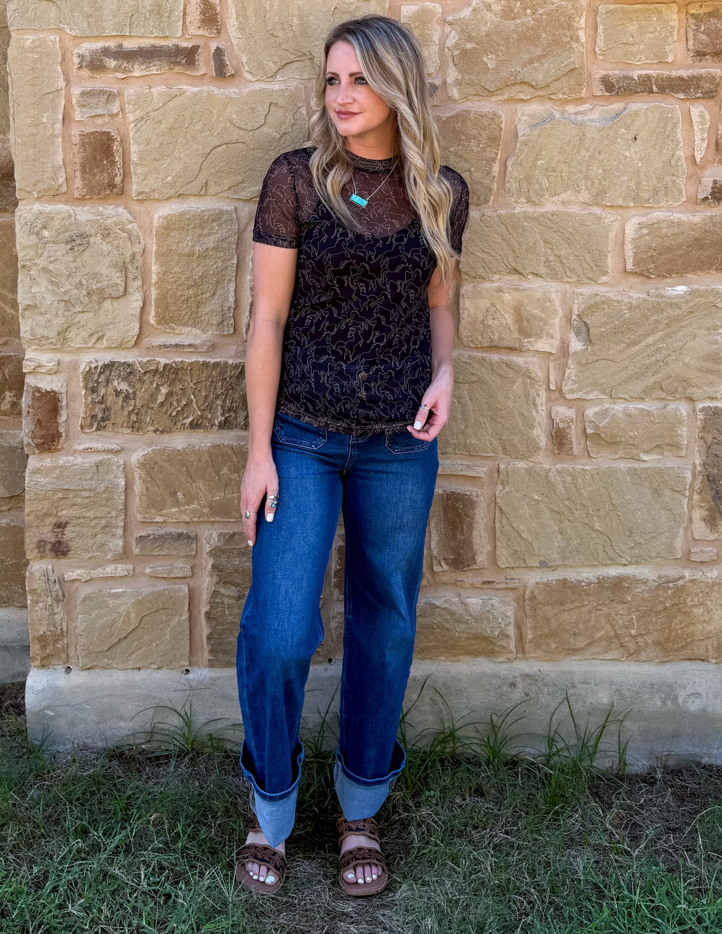 Copper Horse Mesh Top