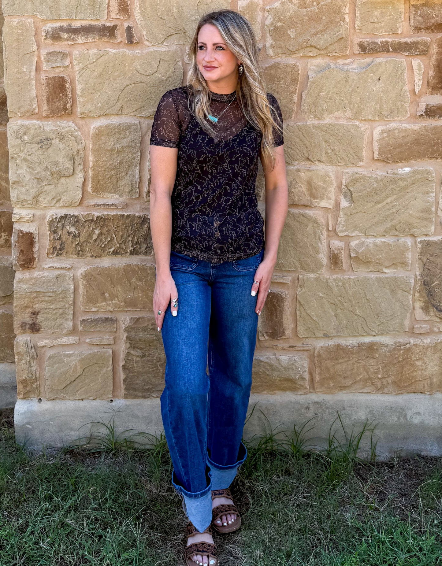 Copper Horse Mesh Top