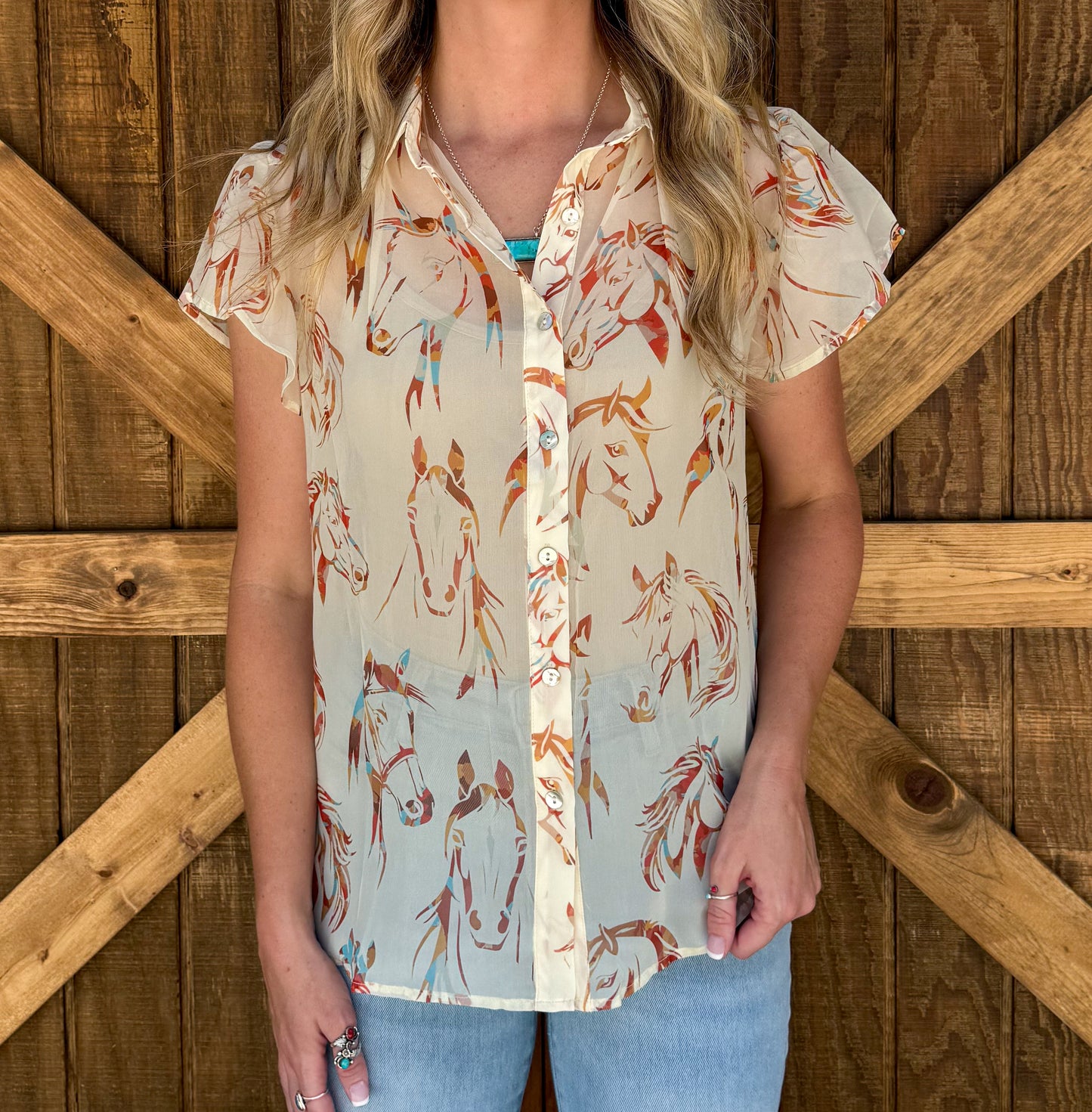 Painted Horses Sheer Blouse