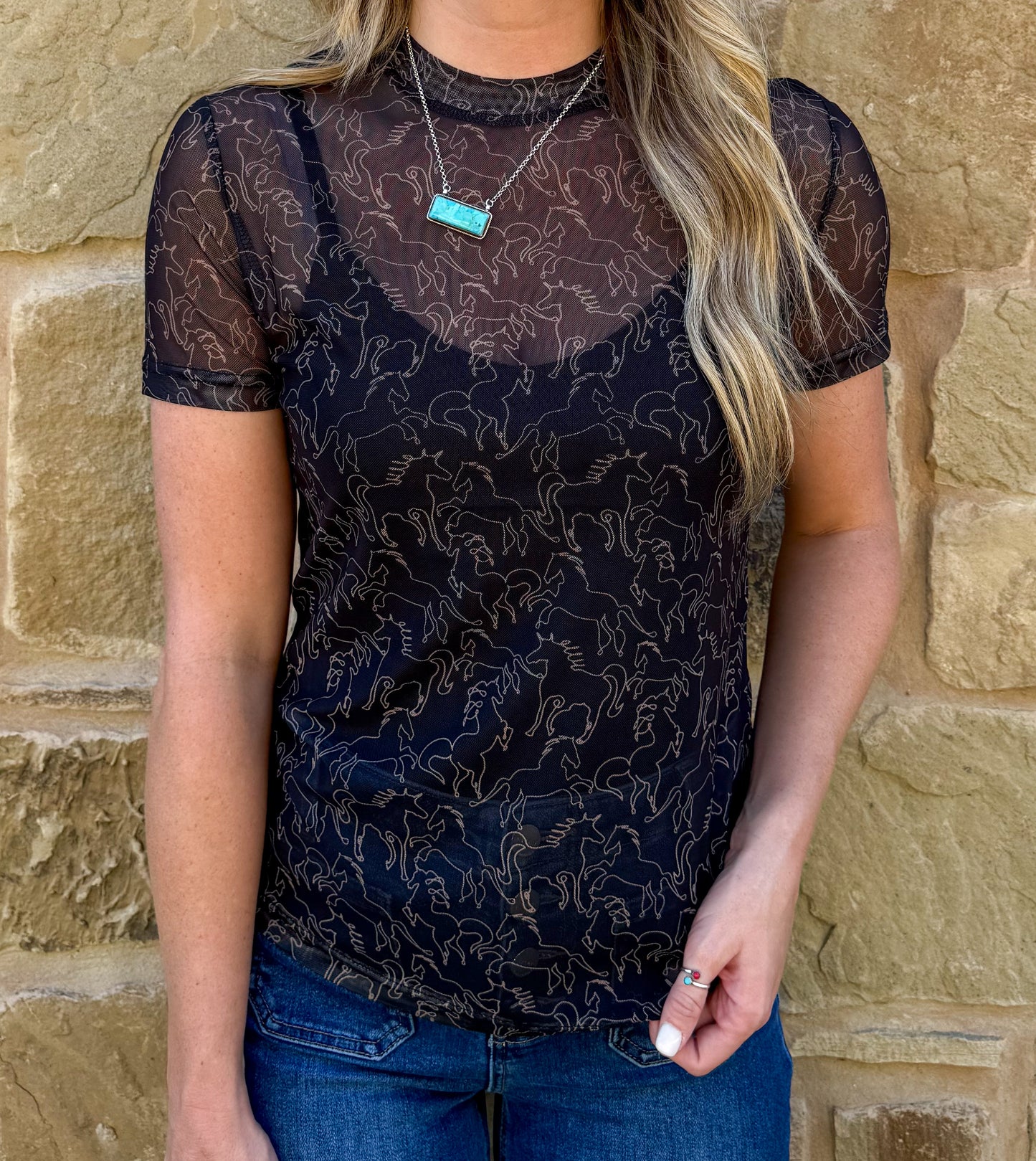 Copper Horse Mesh Top