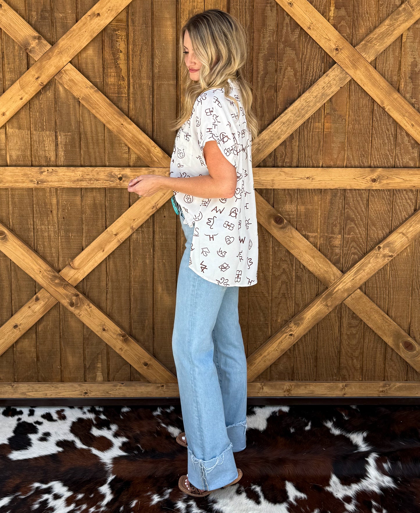Branded Button-Up Top