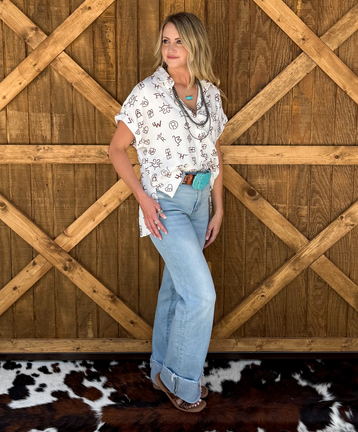Branded Button-Up Top