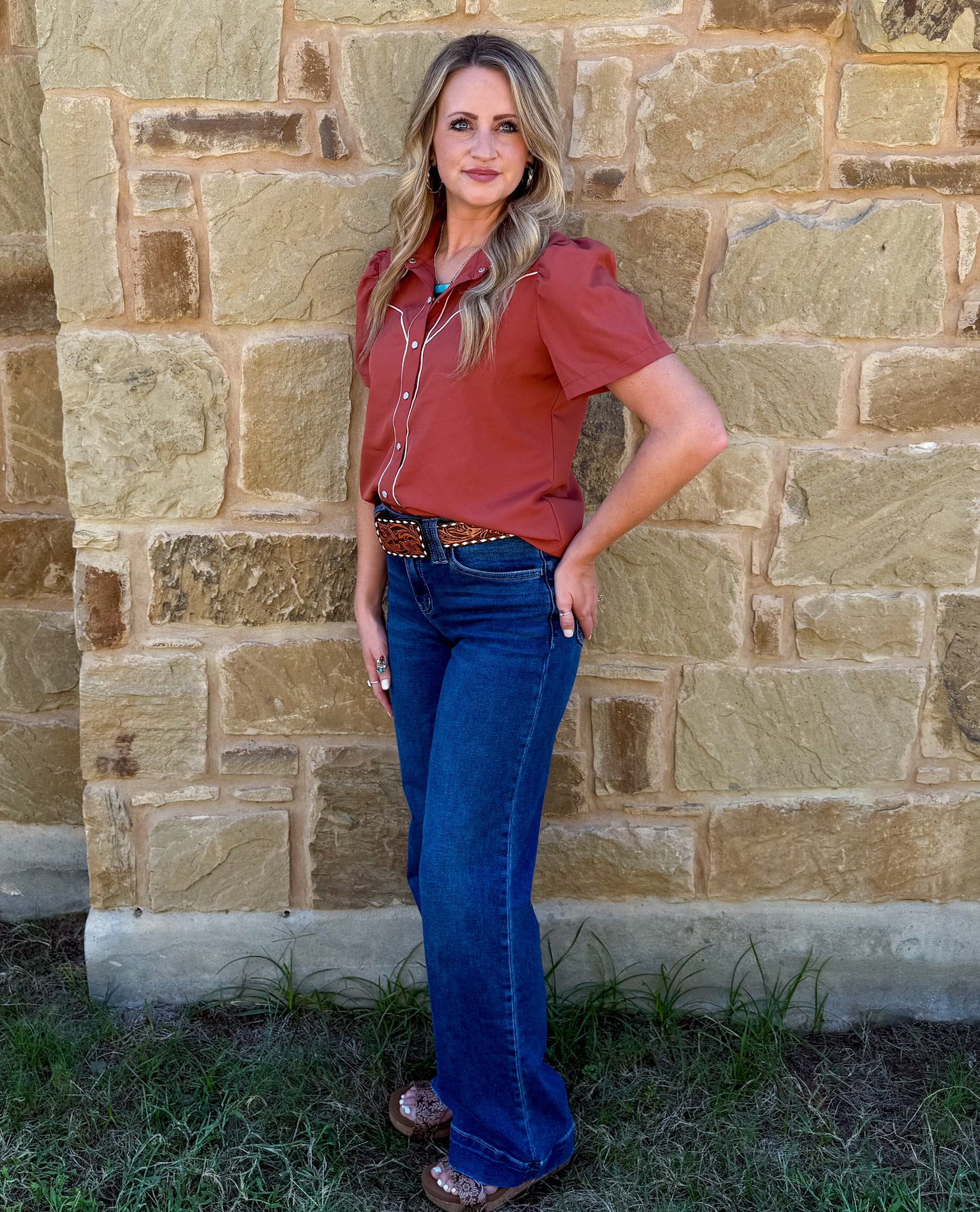 Cowgirl Pearl Snap Top *Rust