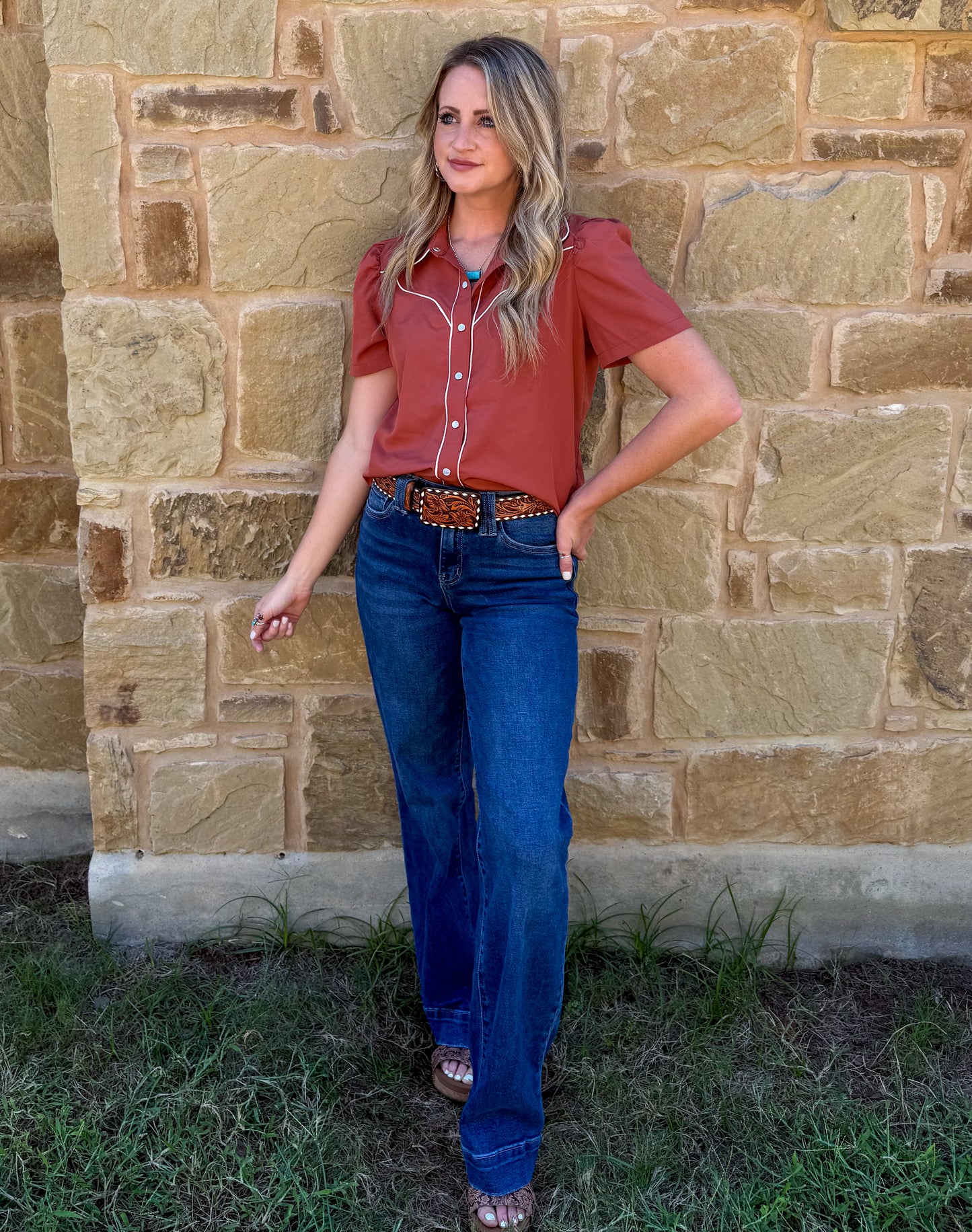 Cowgirl Pearl Snap Top *Rust