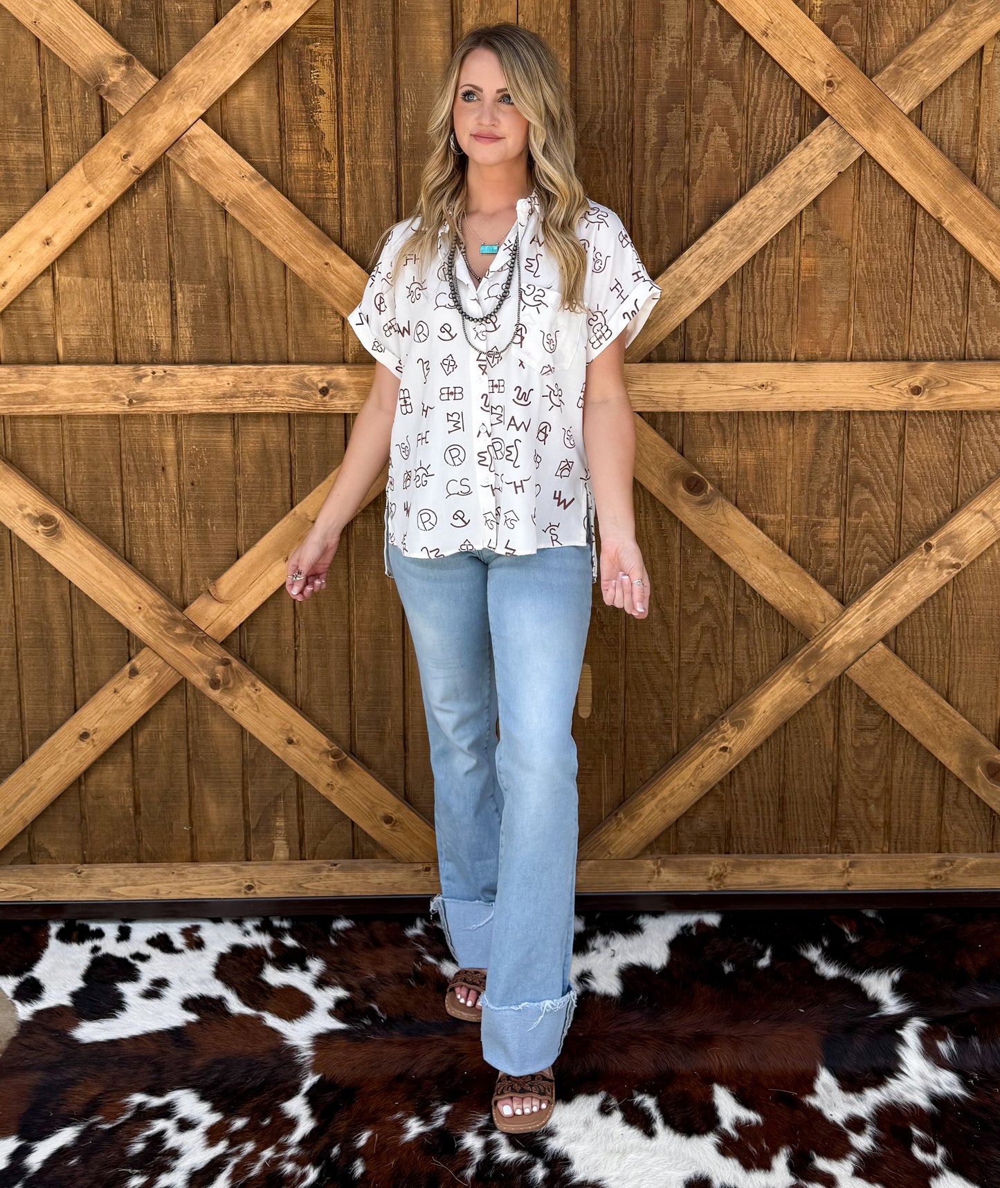 Branded Button-Up Top